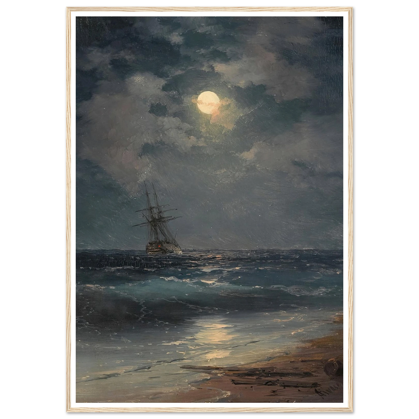 Ship by Moonlight Art Print | Ivan Konstantinovich Aivazovsky-Quipham Collections