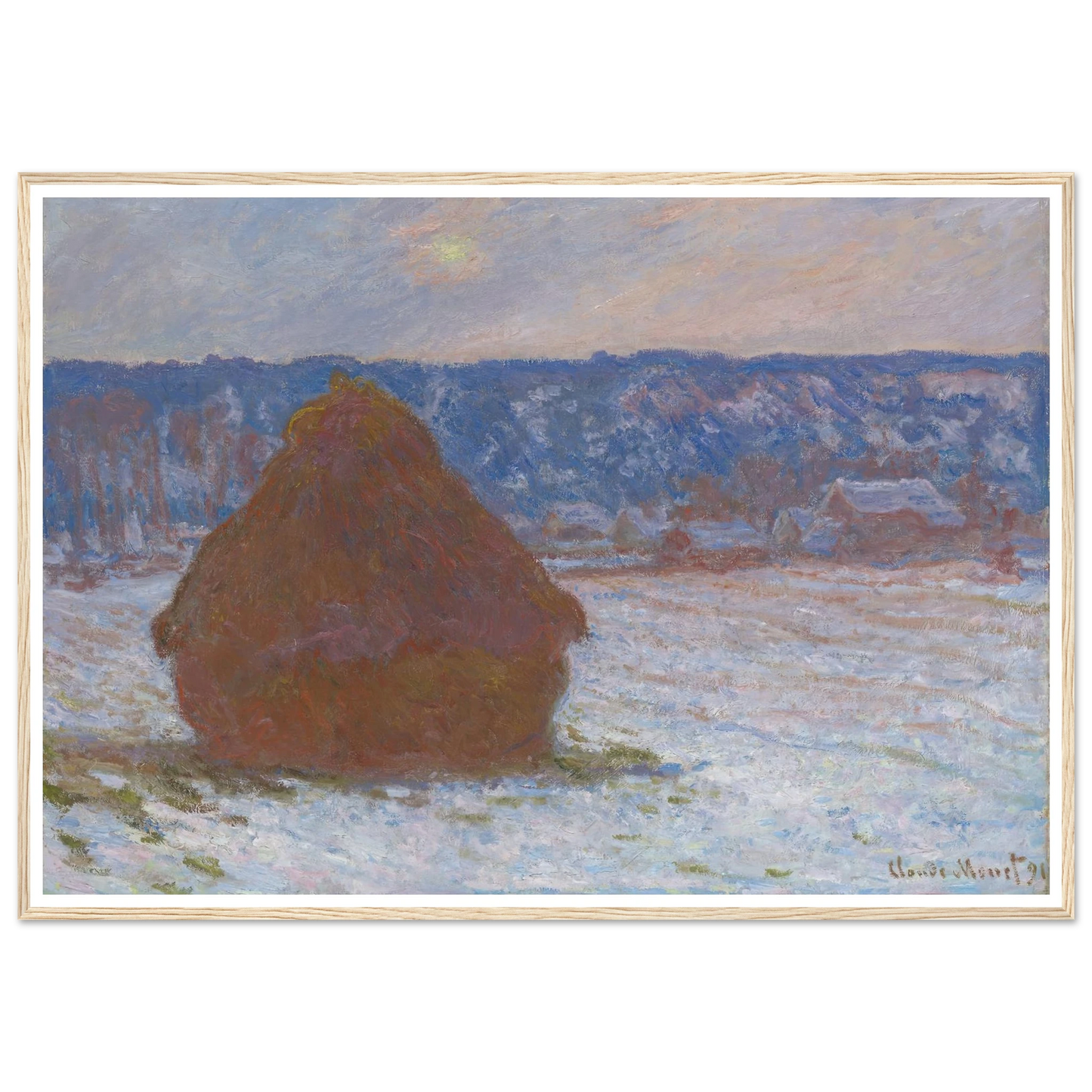 Stack of Wheat (Snow Effect, Overcast Day) (1890-91) Art Print | Claude Monet-Quipham Collections