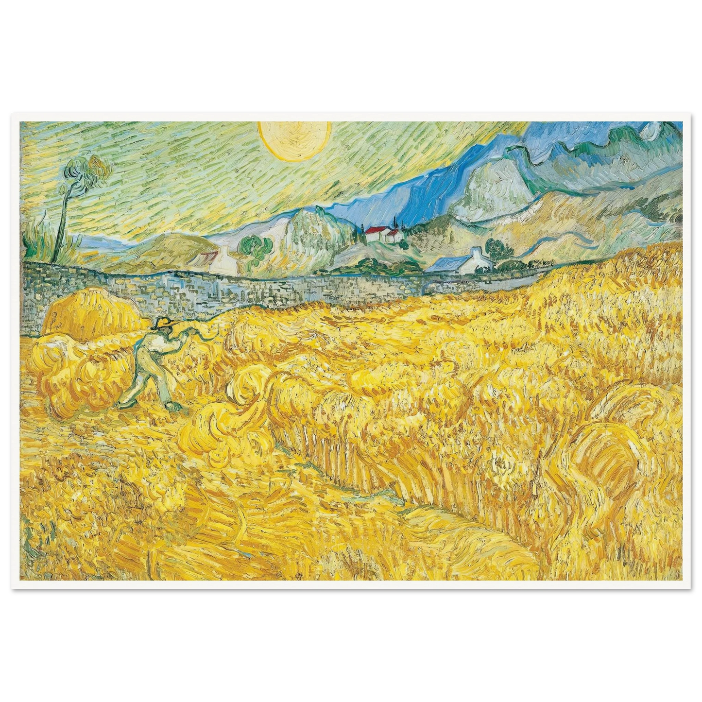 Wheat Field Behind Saint-Paul Hospital with a Reaper (1889) Art Print | Vincent van Gogh-Quipham Collections