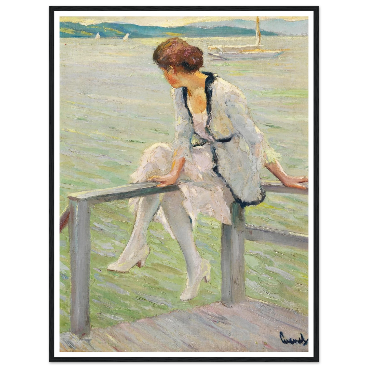 Young woman at Lake Starnberg (1915-1920) Art Print | Edward Cucue-Quipham Collections