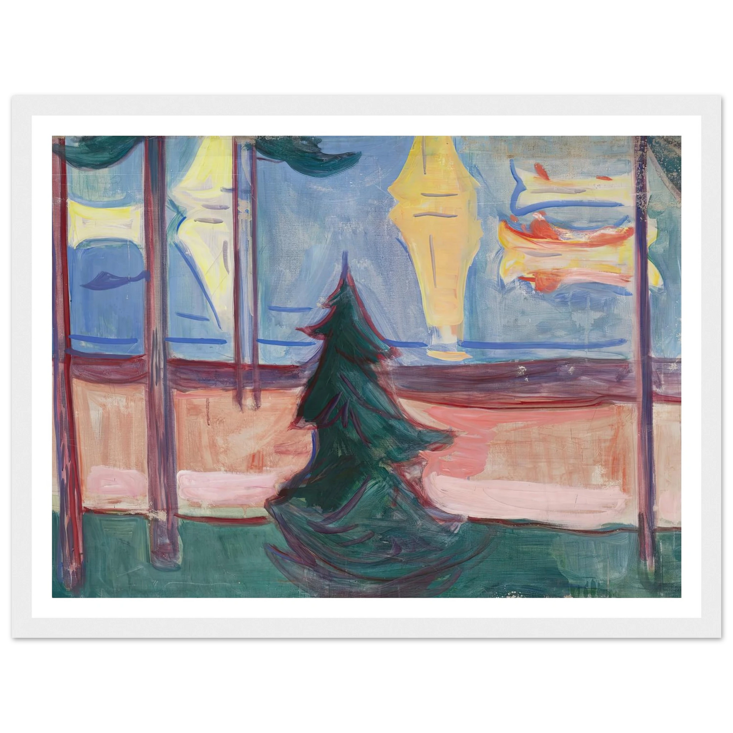 Beach Landscape with Trees and Boats (1905–1906) Art Print | Edvard Munch-Quipham Collections