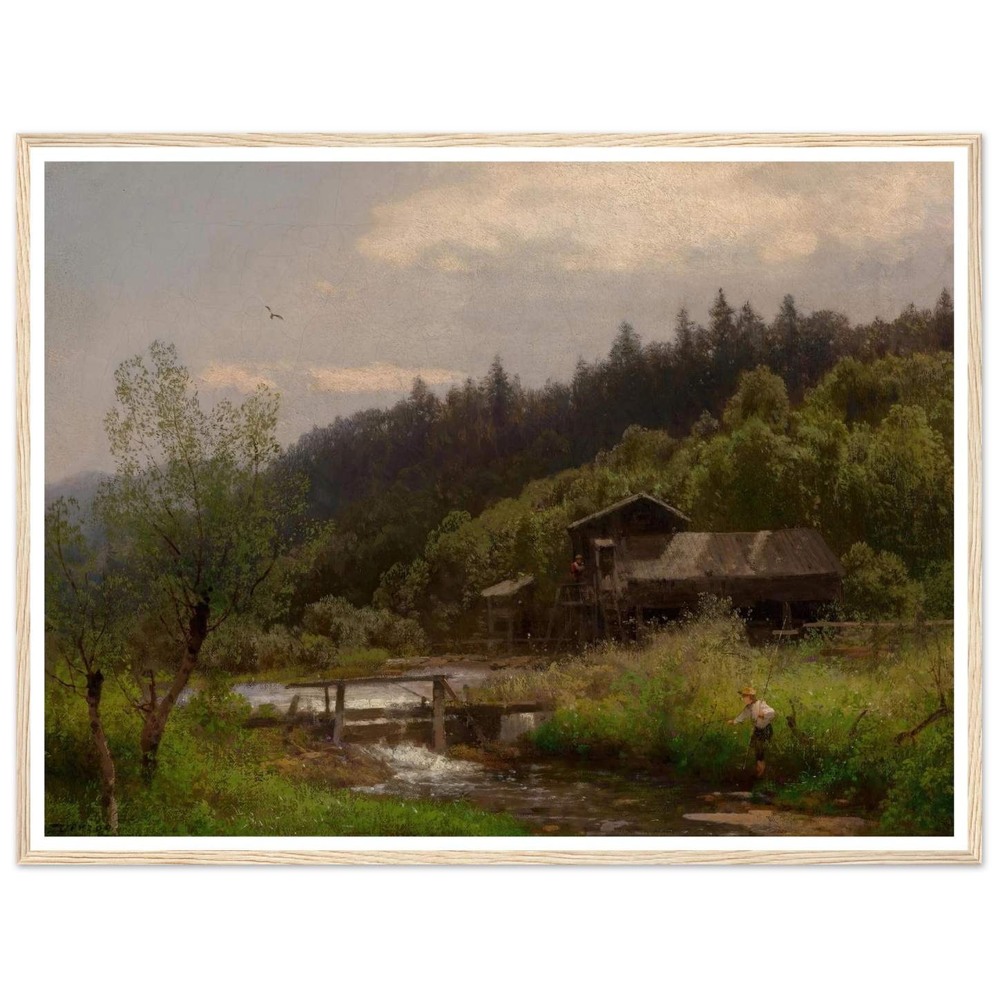 Farm House by the Creek Art Print | Hermann Ottomar Herzog-Quipham Collections