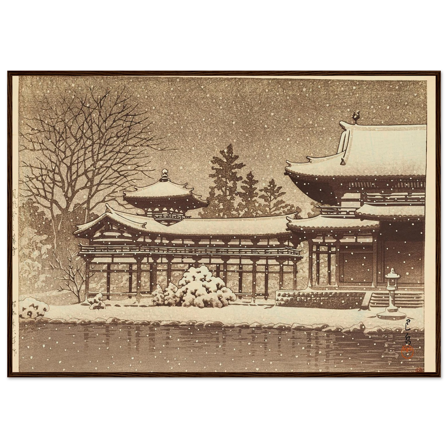 Hoodo no bosetsu (Evening snow at Phoenix Hall) (1951) Art Print | Kawase Hasui-Quipham Collections