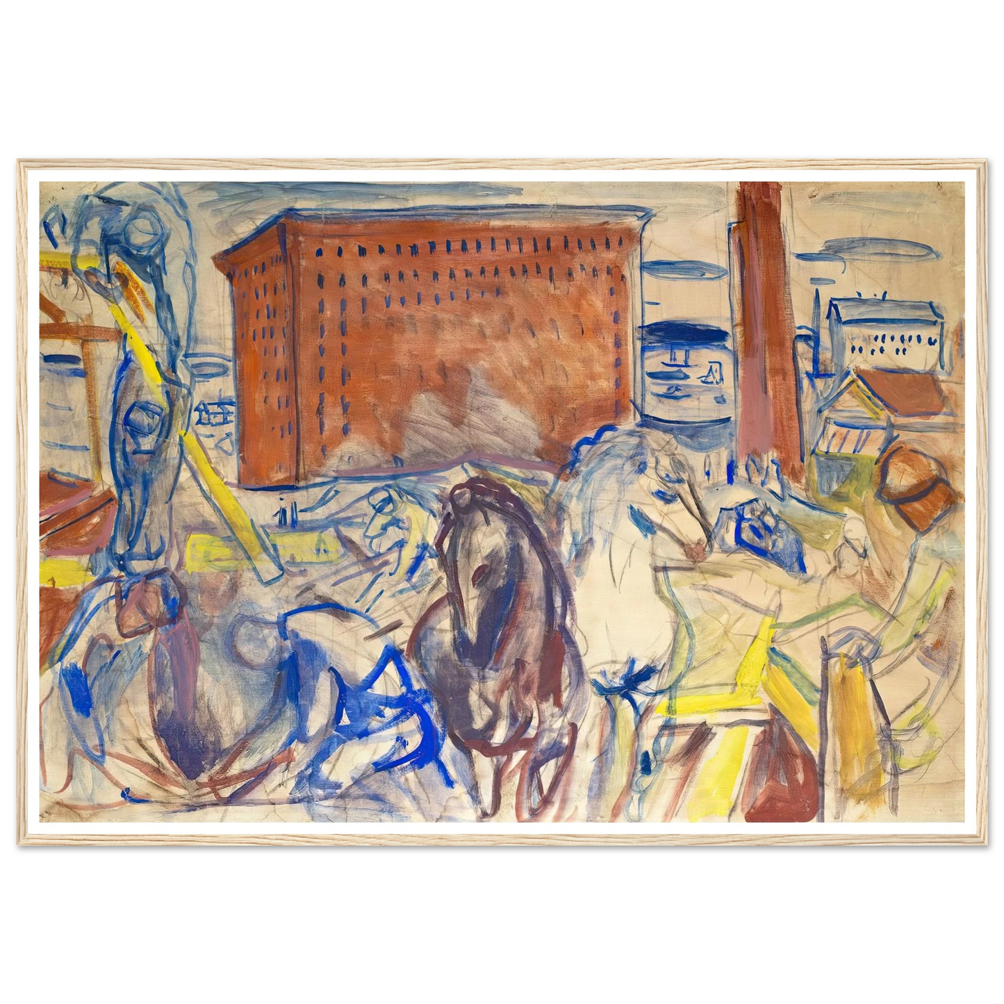 Horse Team on a Building Site (1928–1929) Art Print | Edvard Munch-Quipham Collections