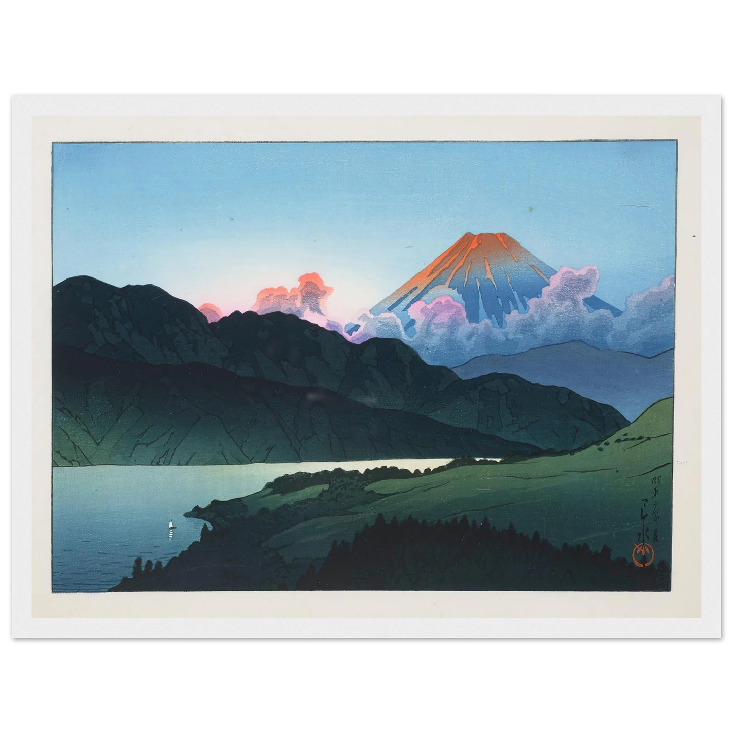 Evening of Mount Fuji from Lake Ashino-ko (1935) Art Print | Kawase Hasui-Quipham Collections