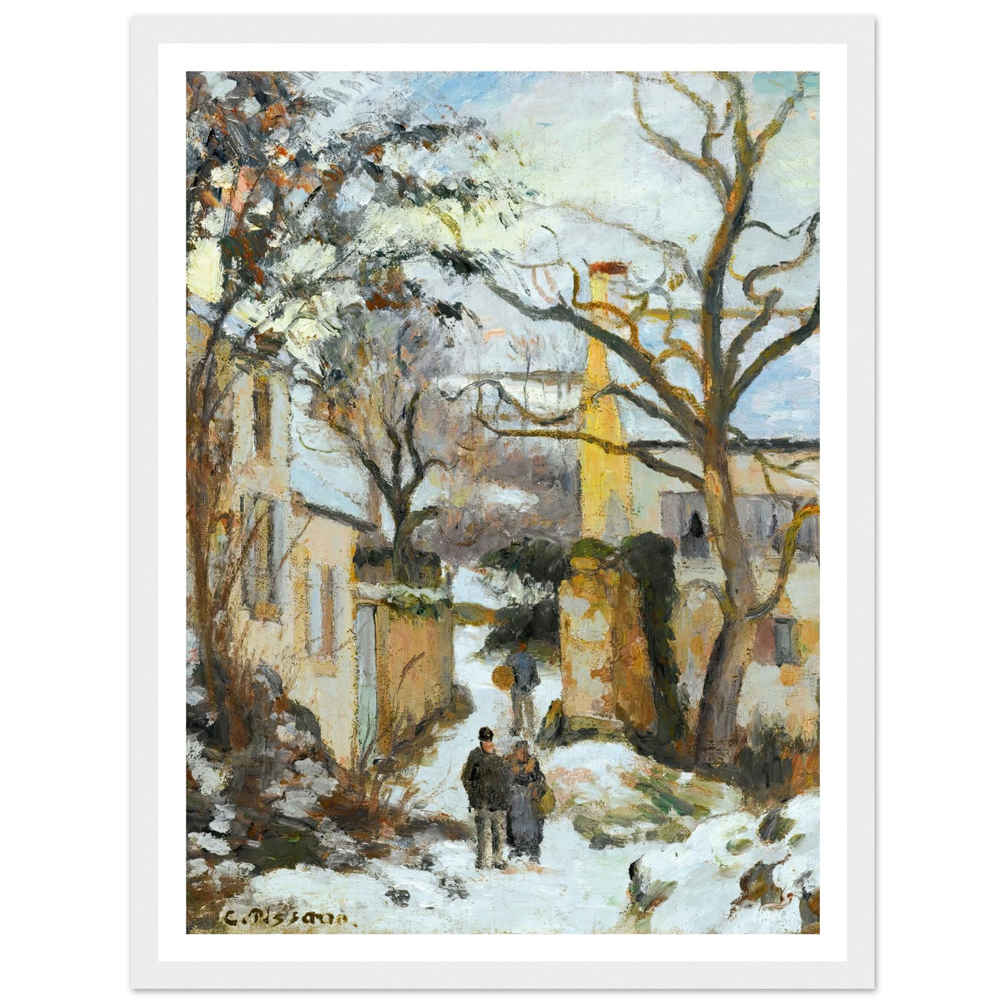 La Maison Rondest Sous La Neige, Pontoise Or Chemin De L’hermitage, Pontoise, Sous La Neige (circa 1875) Art Print | Camille Pissarro-Quipham Collections