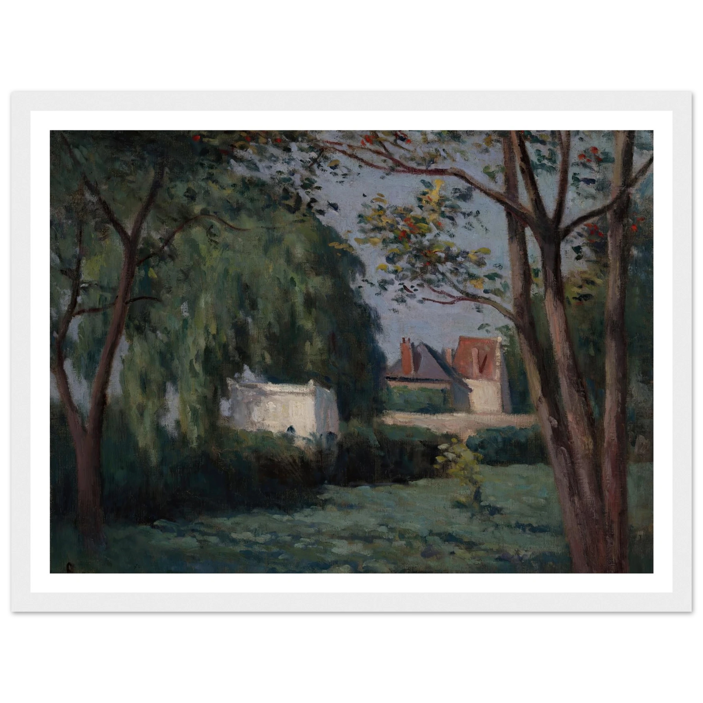 Country Scene with Three Houses and Trees (ca. 1900) Art Print | Maximilien Luce-Quipham Collections