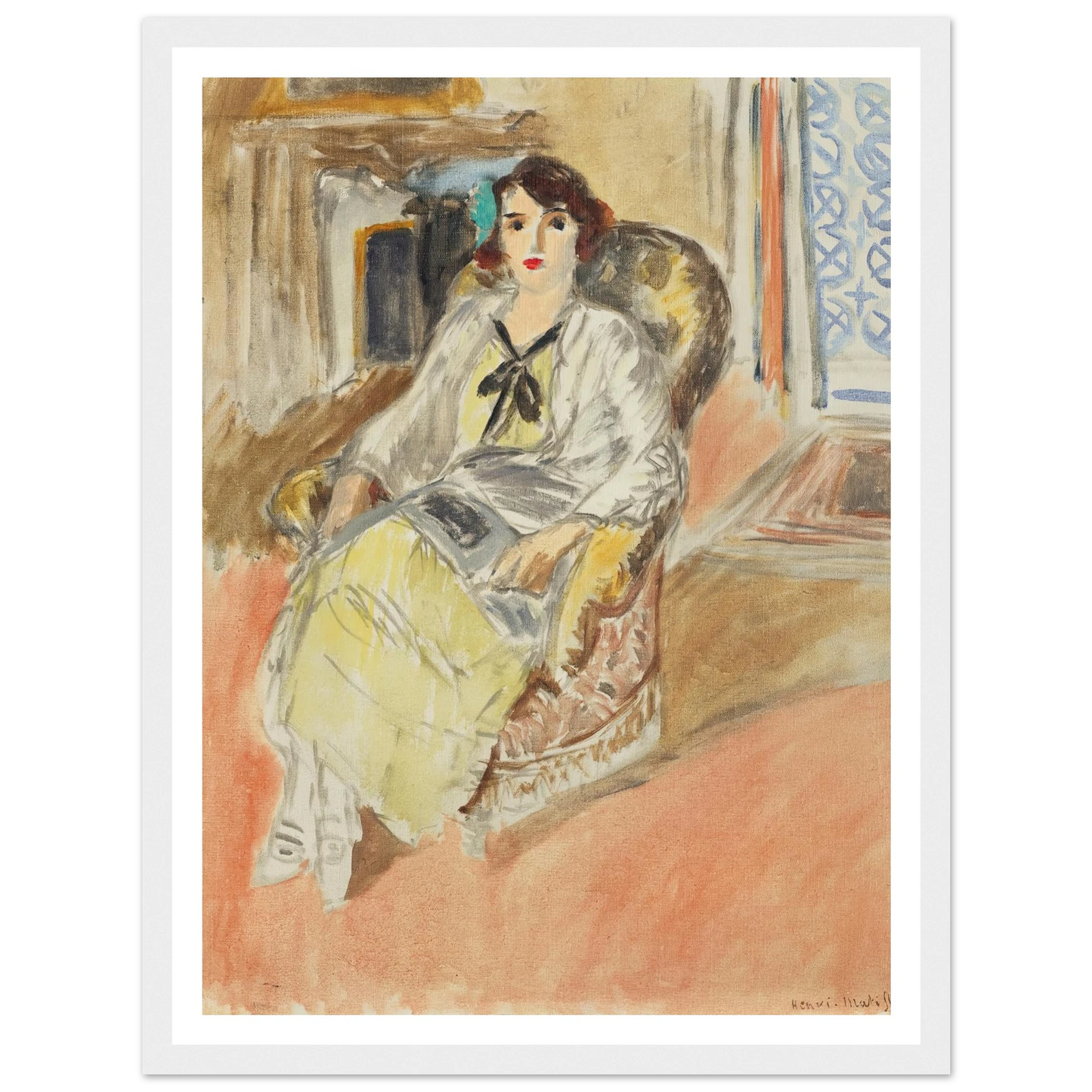 Jeune fille assise, robe jaune (1921-1922) Art Print | Henri Matisse-Quipham Collections