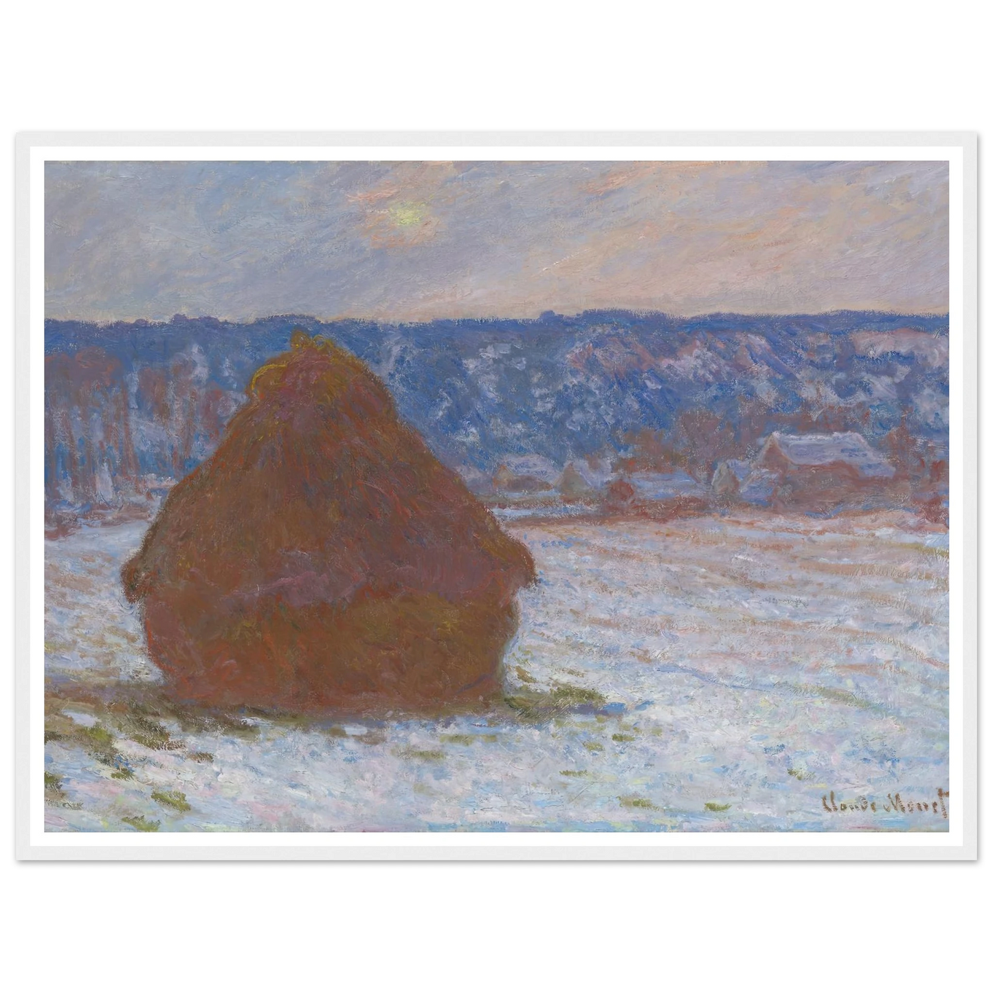 Stack of Wheat (Snow Effect, Overcast Day) (1890-91) Art Print | Claude Monet-Quipham Collections