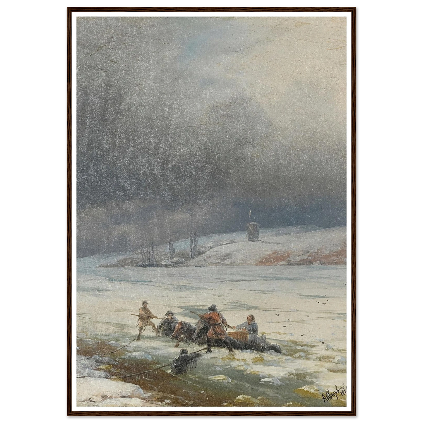 Hauling a Horse and Cart out of the Ice (1876) Art Print | Ivan Konstantinovich Aivazovsky-Quipham Collections
