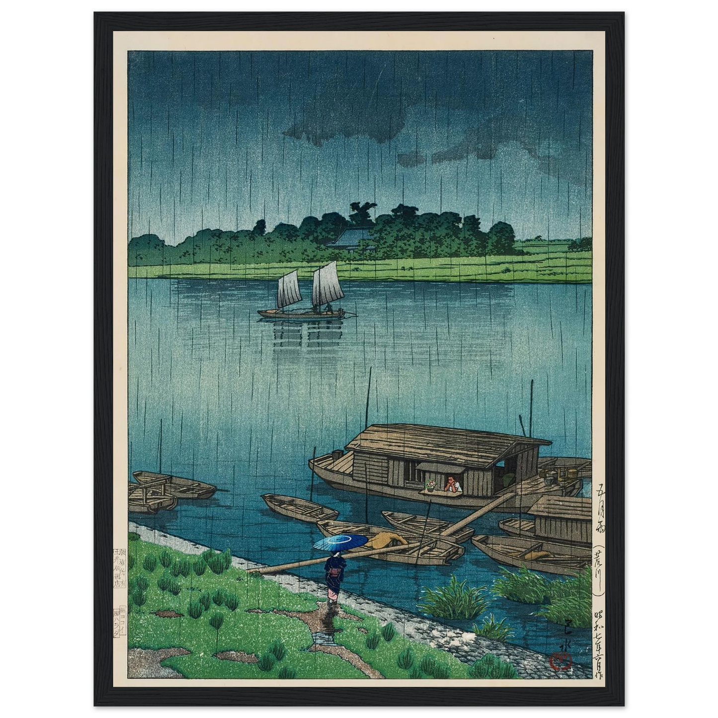Samidare (Arakawa) (Early summer rain at Arakawa) (1932) Art Print | Kawase Hasui-Quipham Collections