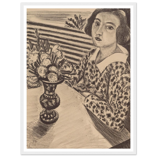 Seated Young Girl with a Bouquet of Flowers (1923) Art Print | Henri Matisse-Quipham Collections