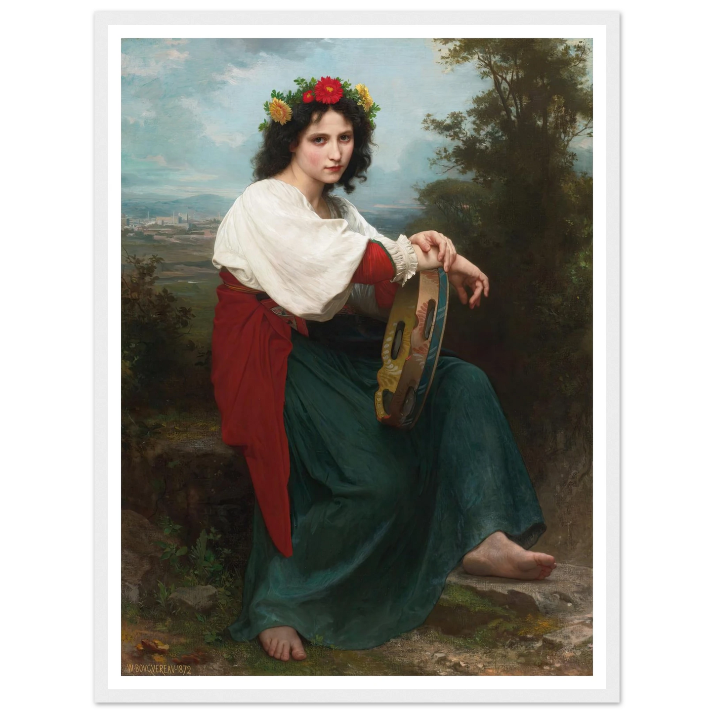 L’Italienne au Tambour de Basque (1872) Art Print | William Bouguereau-Quipham Collections