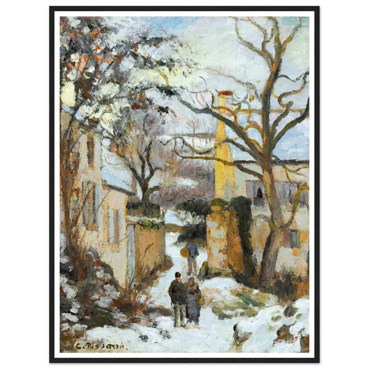 La Maison Rondest Sous La Neige, Pontoise Or Chemin De L’hermitage, Pontoise, Sous La Neige (circa 1875) Art Print | Camille Pissarro-Quipham Collections