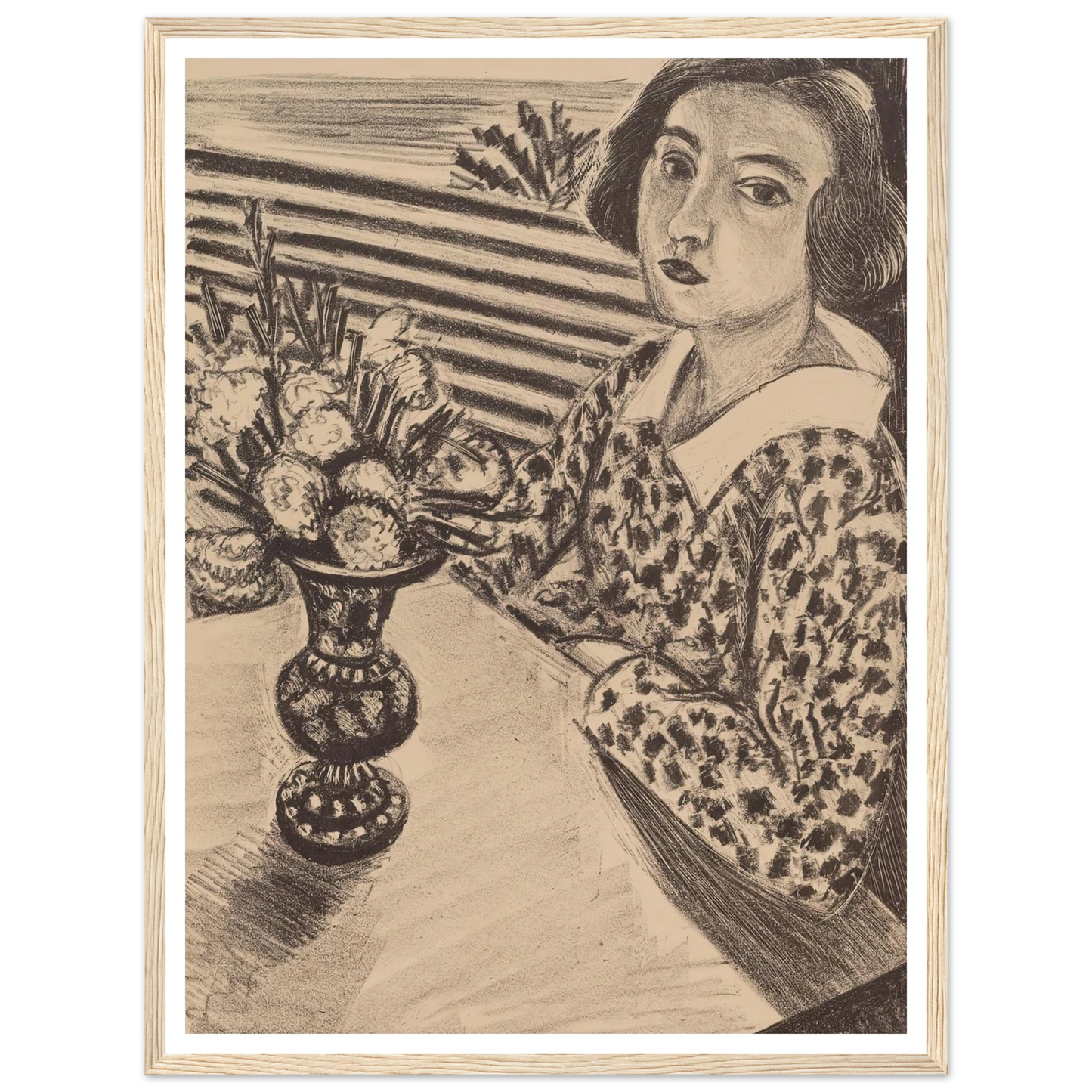 Seated Young Girl with a Bouquet of Flowers (1923) Art Print | Henri Matisse-Quipham Collections
