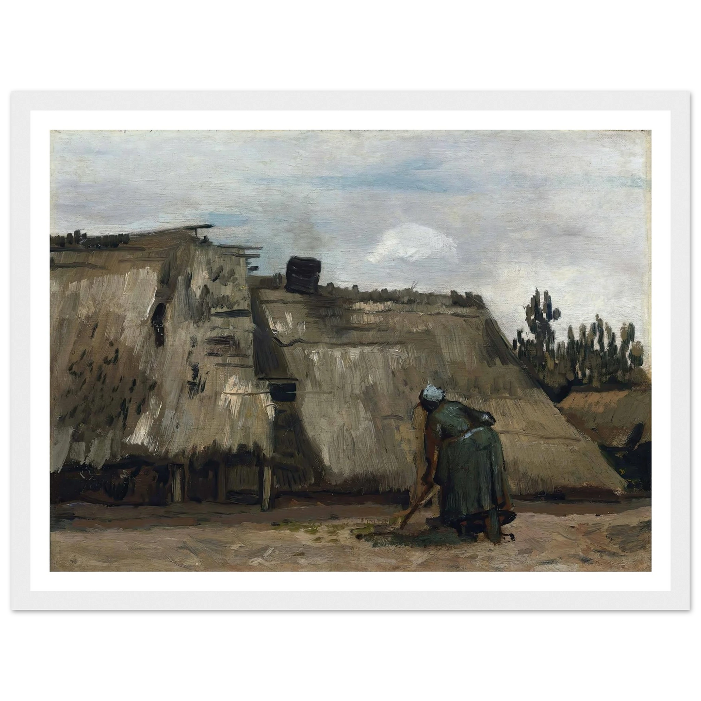 A Peasant Woman Digging in Front of Her Cottage (c. 1885) Art Print | Vincent van Gogh-Quipham Collections