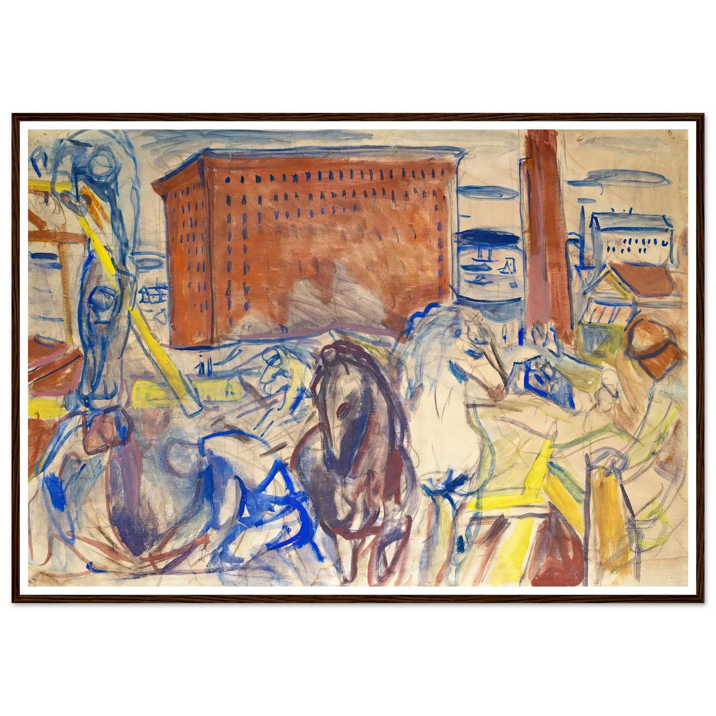 Horse Team on a Building Site (1928–1929) Art Print | Edvard Munch-Quipham Collections