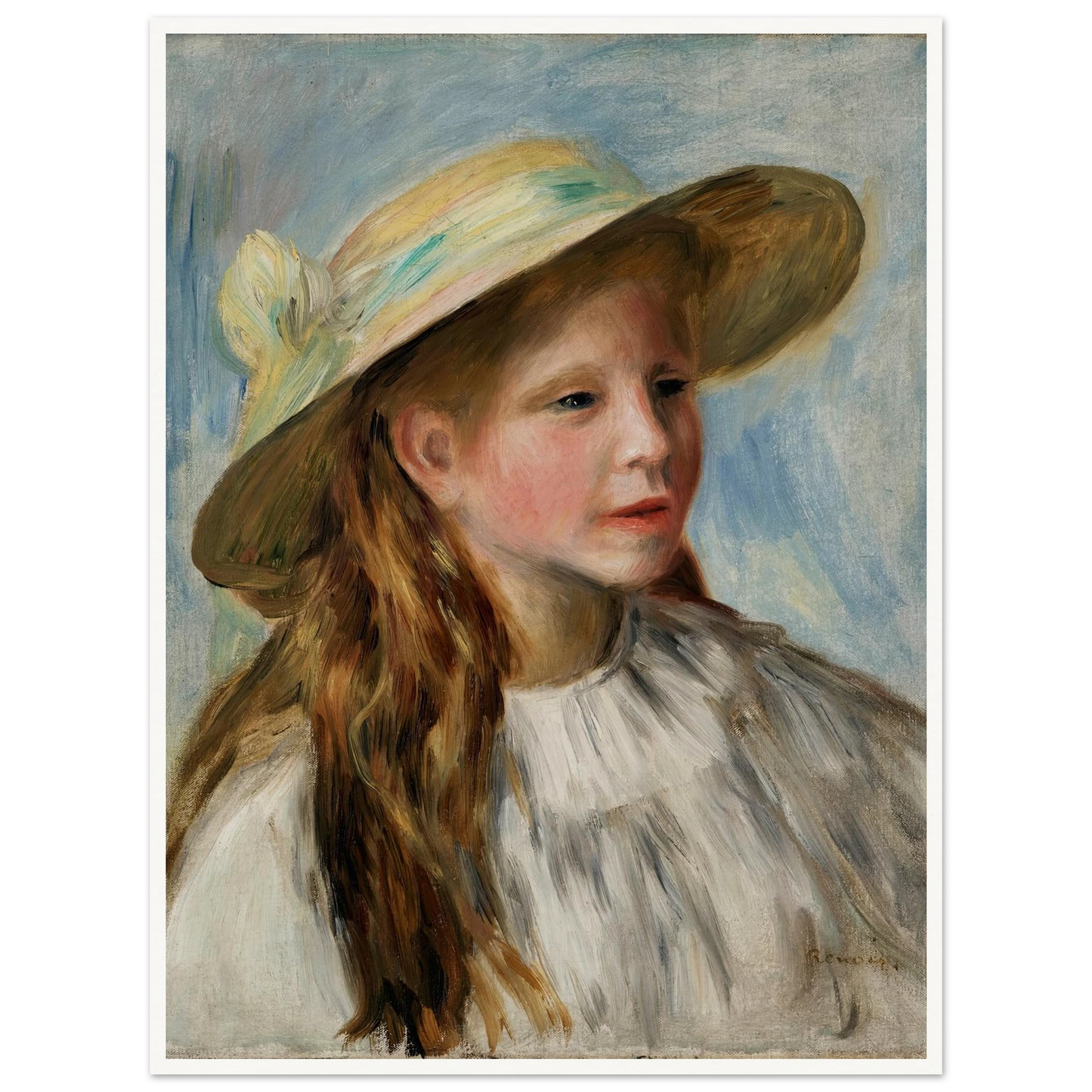Little Girl With A Hat (Jeune Fille Au Chapeau) (1894) Art Print | Pierre Auguste Renoir-Quipham Collections