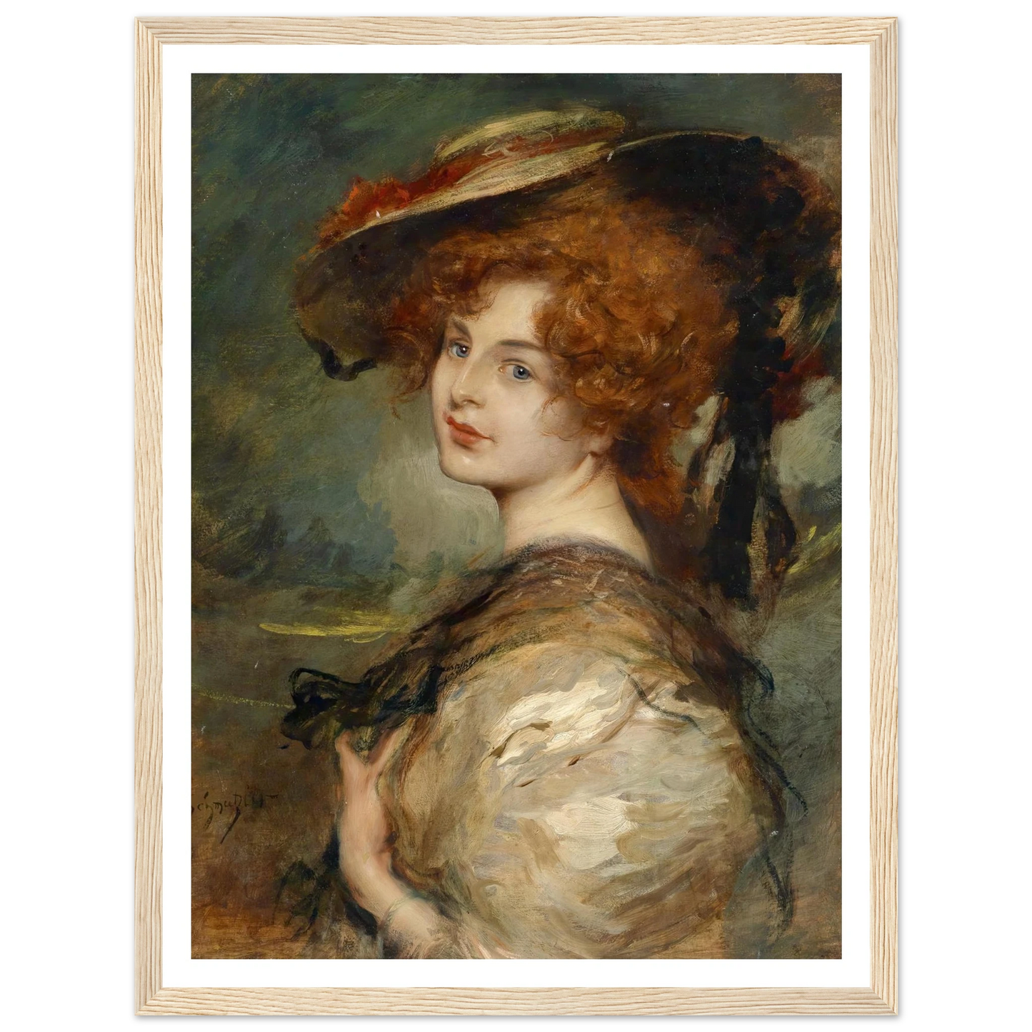 Bildnis einer Dame mit rotem Haar und Hut Art Print | Leopold Schmutzler-Quipham Collections