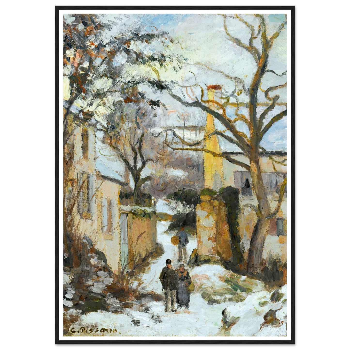 La Maison Rondest Sous La Neige, Pontoise Or Chemin De L’hermitage, Pontoise, Sous La Neige (circa 1875) Art Print | Camille Pissarro-Quipham Collections