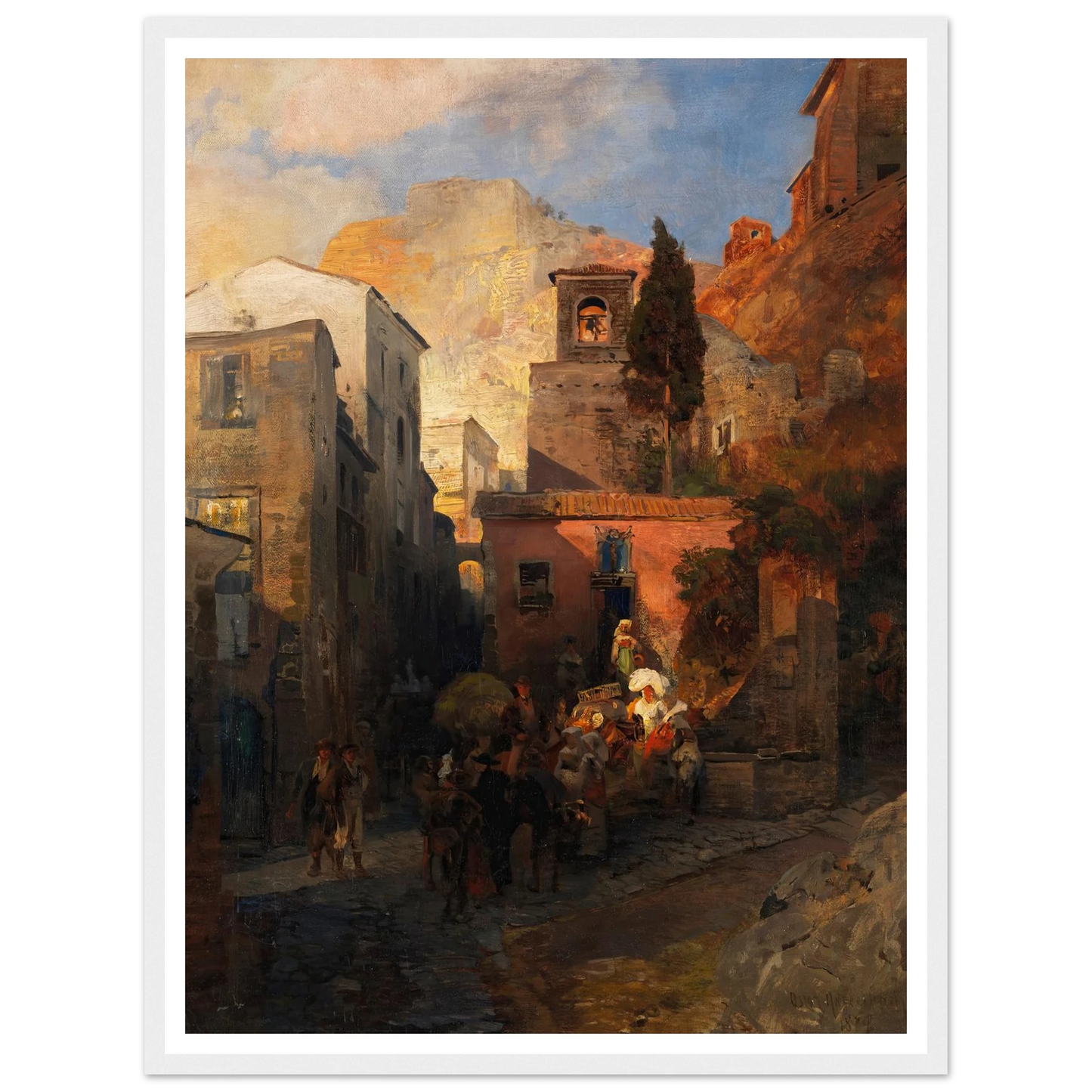 Straßenszene in einem italienischen Bergdorf (1879) Art Print | Oswald Achenbach-Quipham Collections