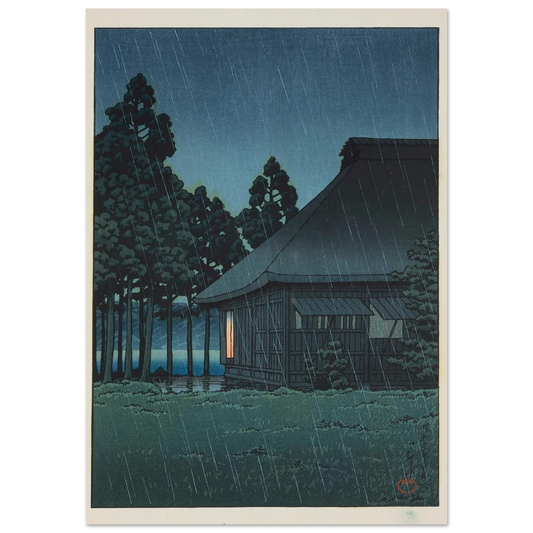 Evening rain at a lakeside tearoom (1935) Art Print | Kawase Hasui-Quipham Collections