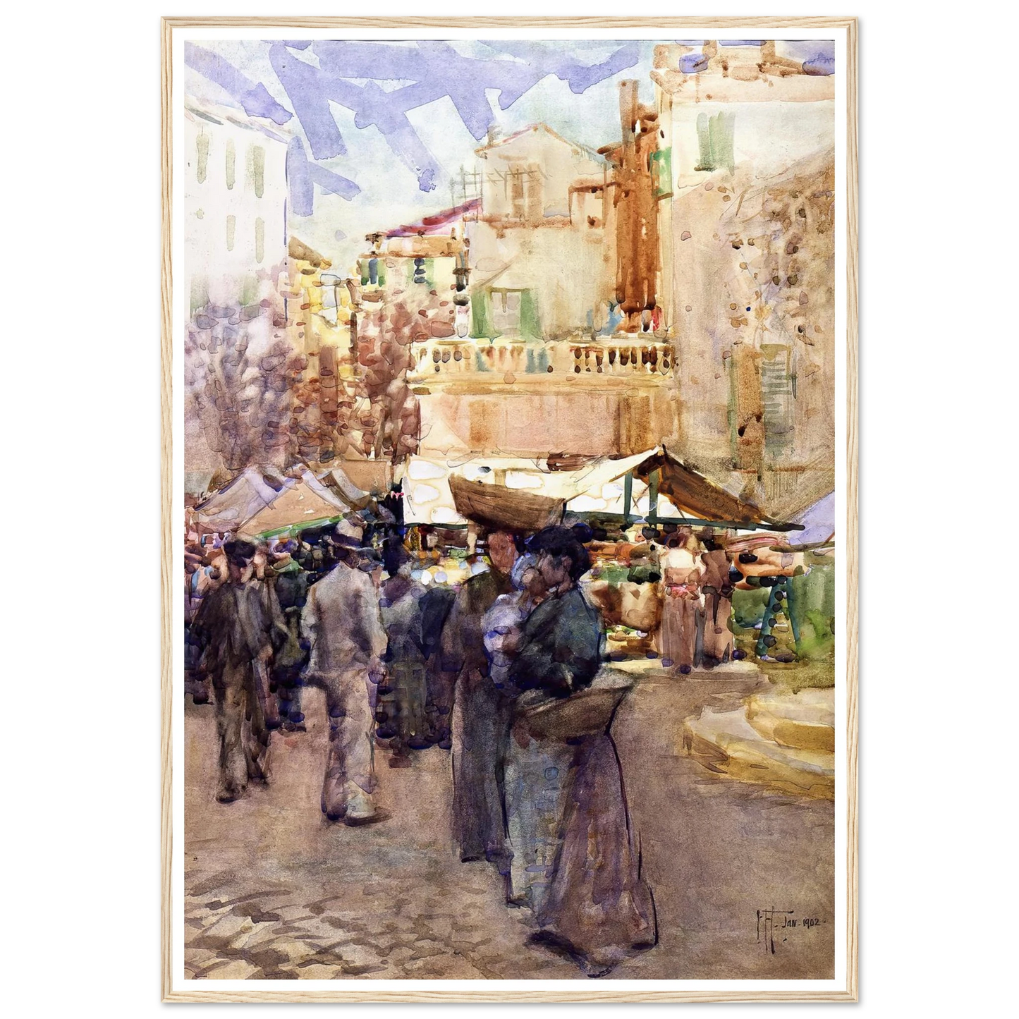 The market place, San Remo, Italy (1902) Art Print | Frances Hodgkins-Quipham Collections