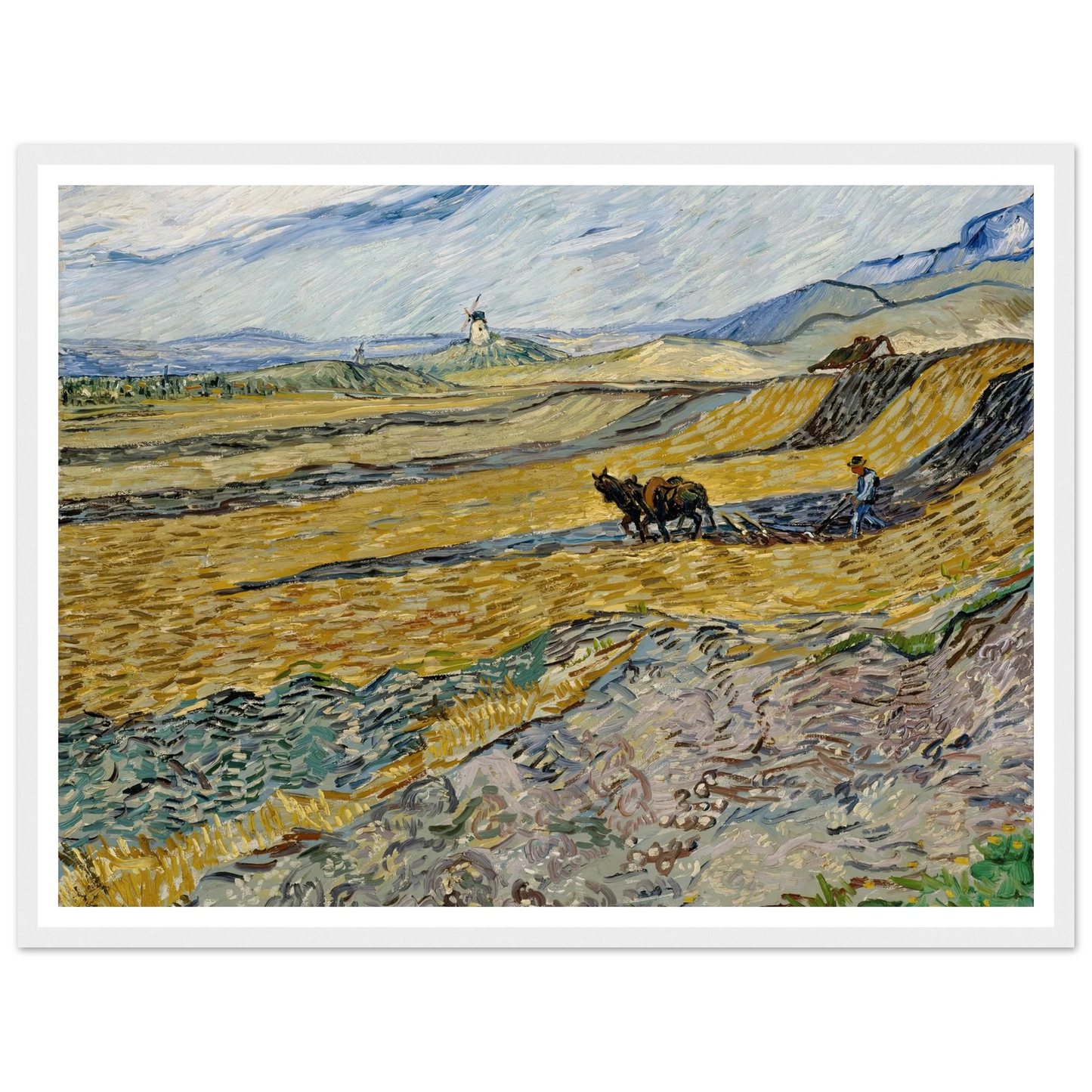 Enclosed Field with Ploughman (1889) Art Print | Vincent van Gogh-Quipham Collections