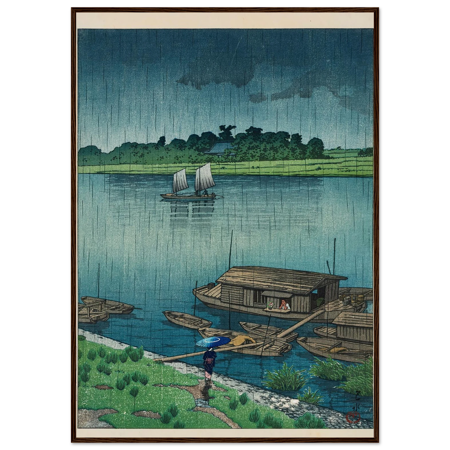 Samidare (Arakawa) (Early summer rain at Arakawa) (1932) Art Print | Kawase Hasui-Quipham Collections
