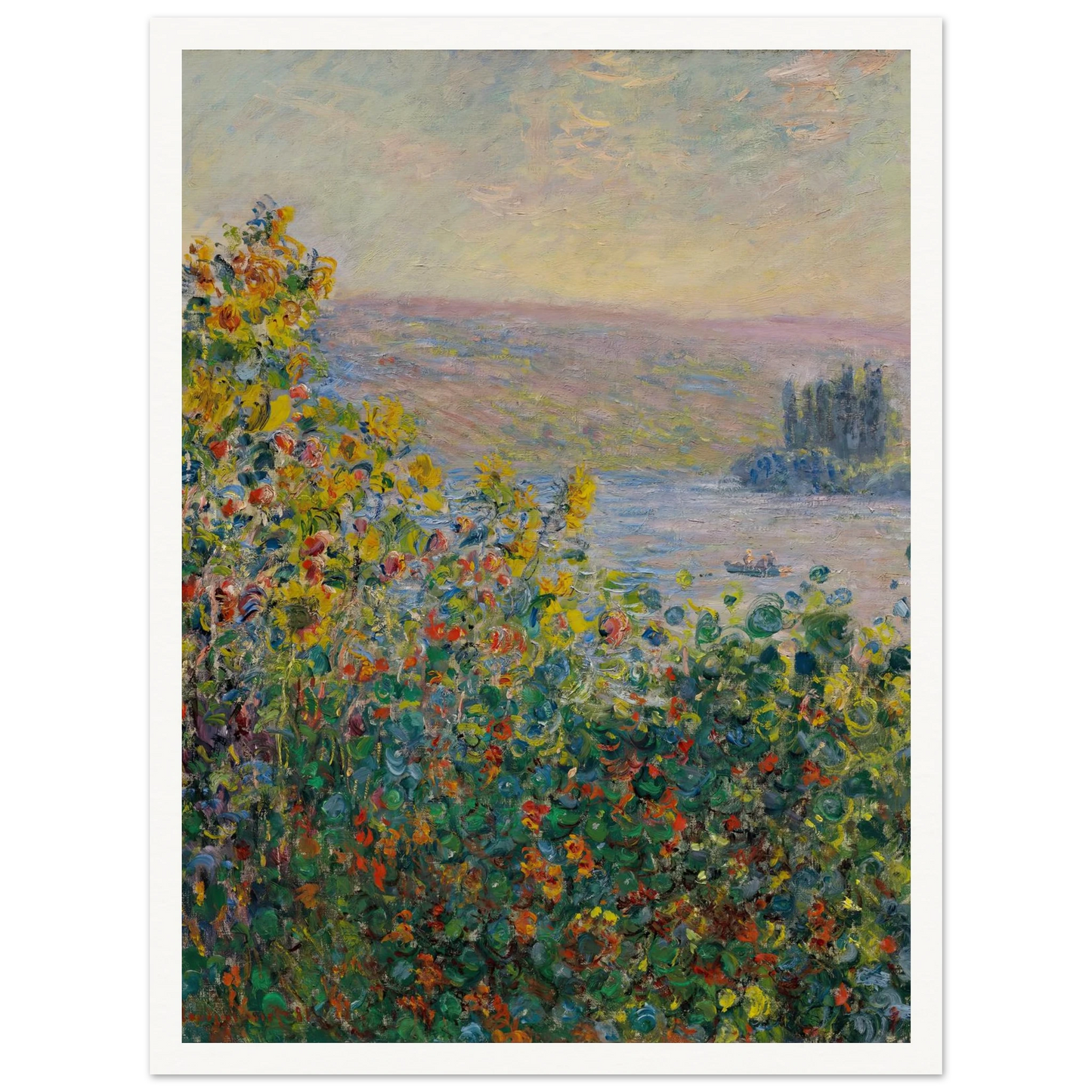 Flower Beds at Vétheuil (1881) Art Print | Claude Monet-Quipham Collections