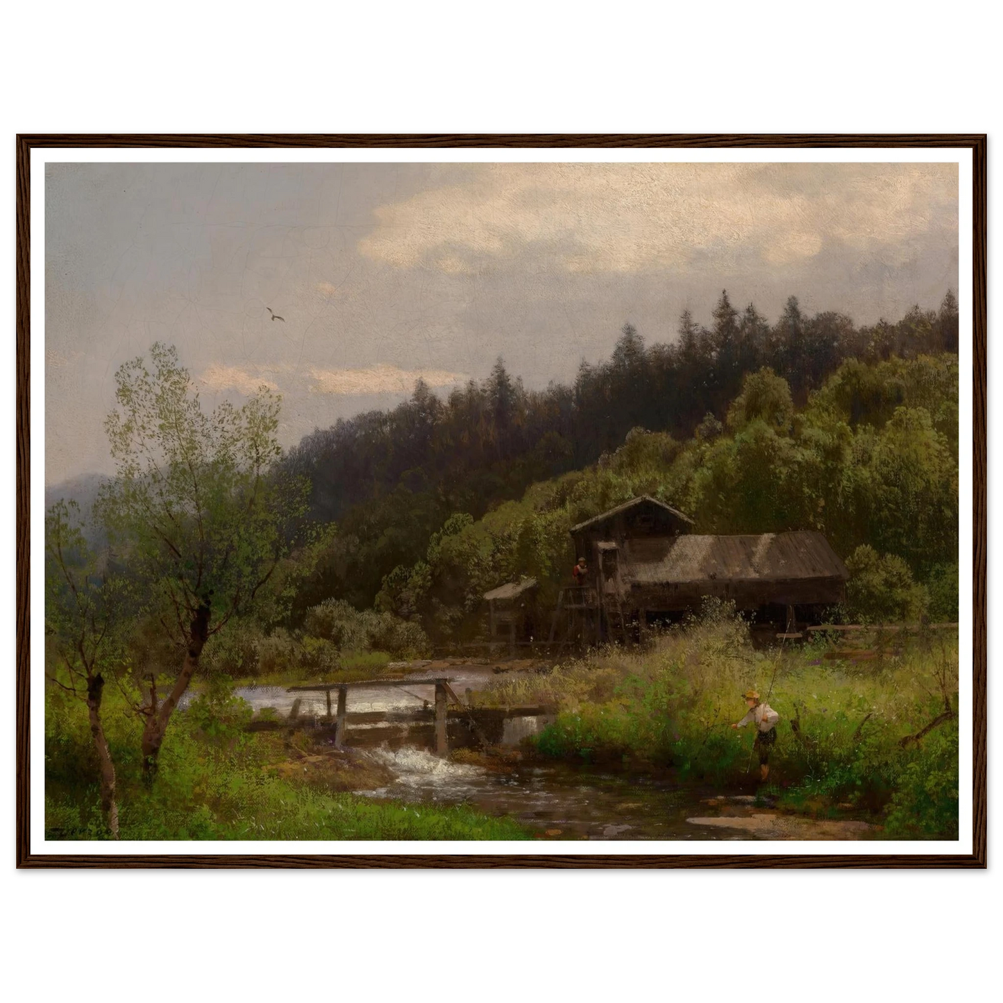 Farm House by the Creek Art Print | Hermann Ottomar Herzog-Quipham Collections
