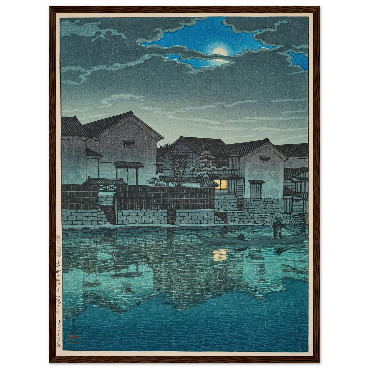 Izumo Matsue, oborozuki (Hazy moon at Matsue in Izumo) (1924) Art Print | Kawase Hasui-Quipham Collections
