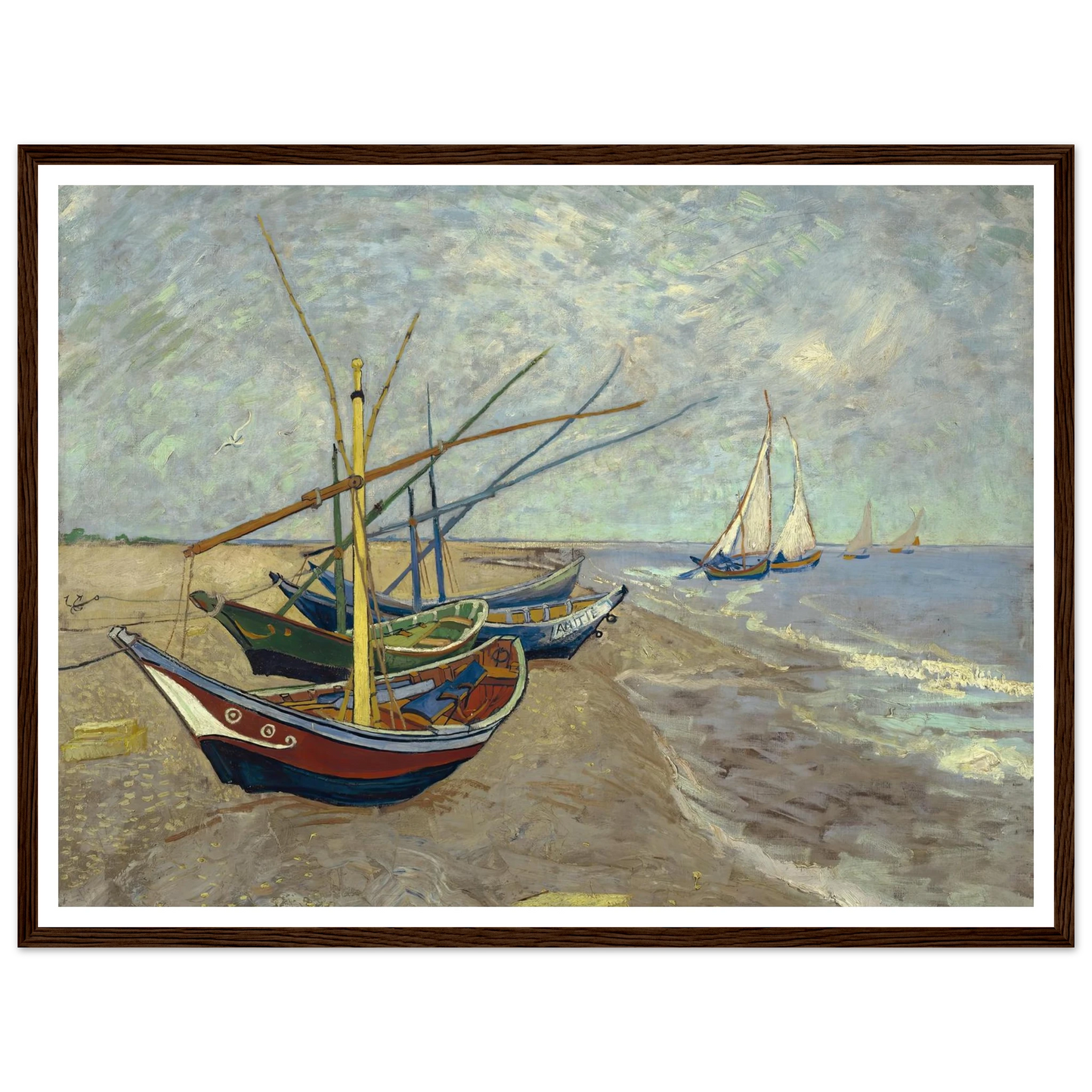 Fishing boats on the beach at Les Saintes-Maries-de-la-Mer (1888) Art Print | Vincent van Gogh-Quipham Collections