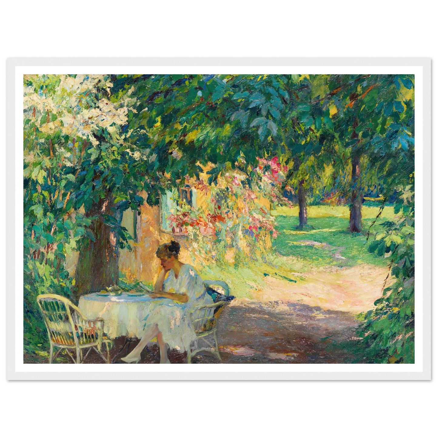 Summer in the garden of the artist’s villa on Lake Starnberg (1920) Art Print | Edward Cucue-Quipham Collections