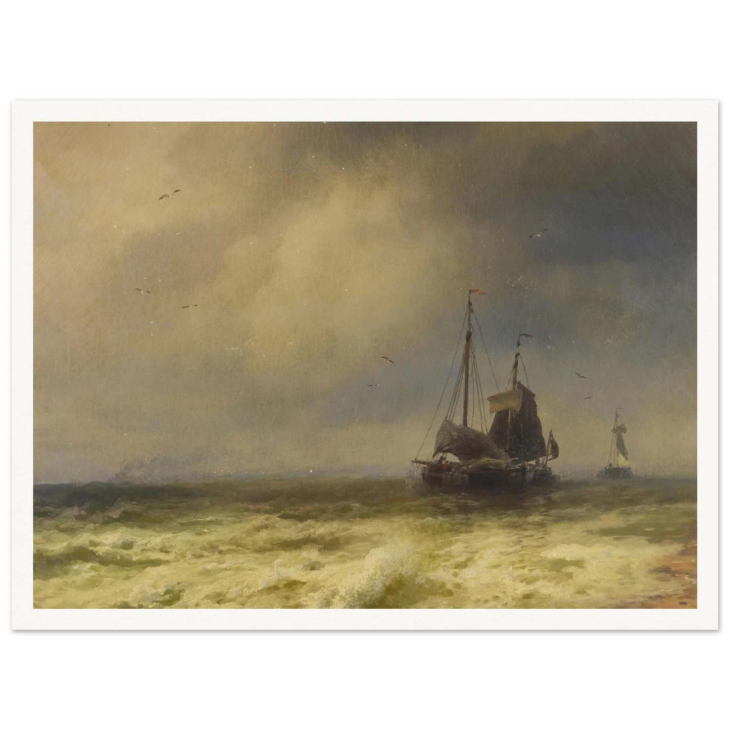Two Ships By the Shoreline Art Print | Hermann Ottomar Herzog-Quipham Collections