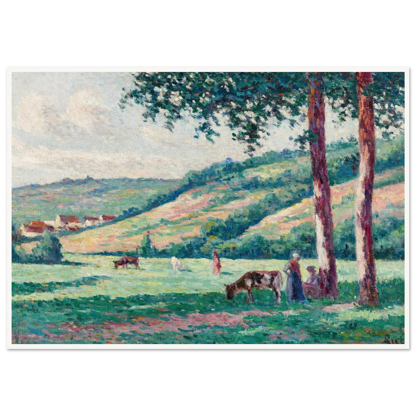 Paysage aux bergères et vachers (circa 1900) Art Print | Maximilien Luce-Quipham Collections
