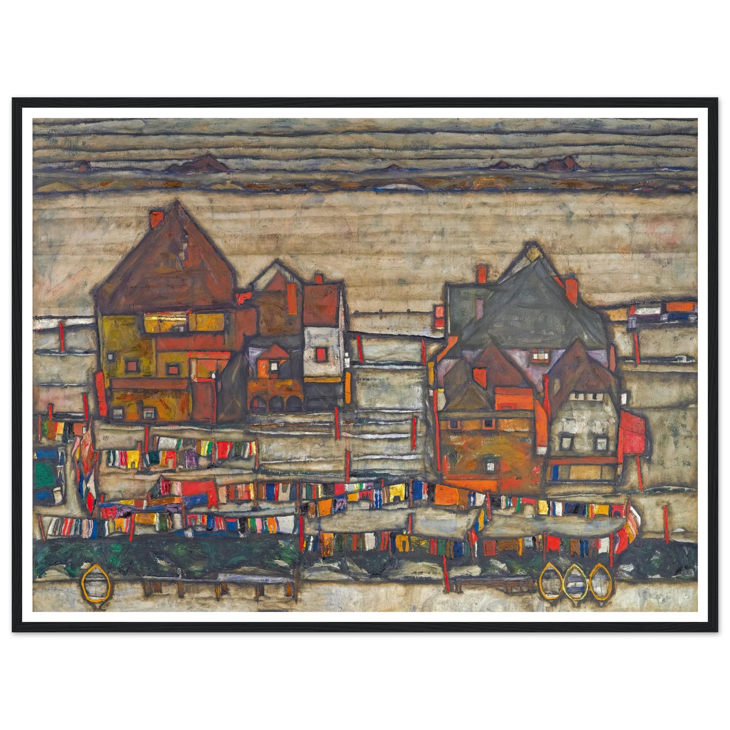Houses With Laundry (Suburb II) (1914) Art Print | Egon Schiele-Quipham Collections