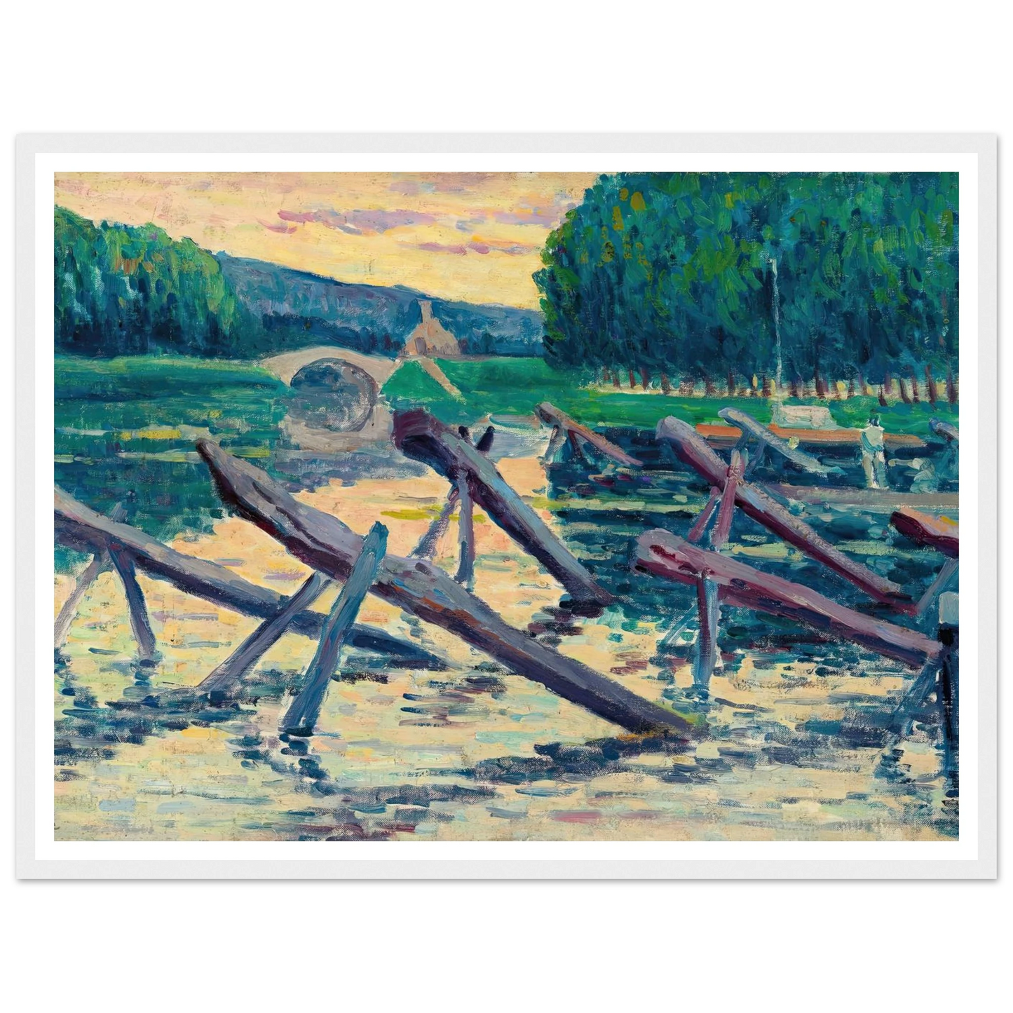 Les chevalets sur la Cure (circa 1908) Art Print | Maximilien Luce-Quipham Collections