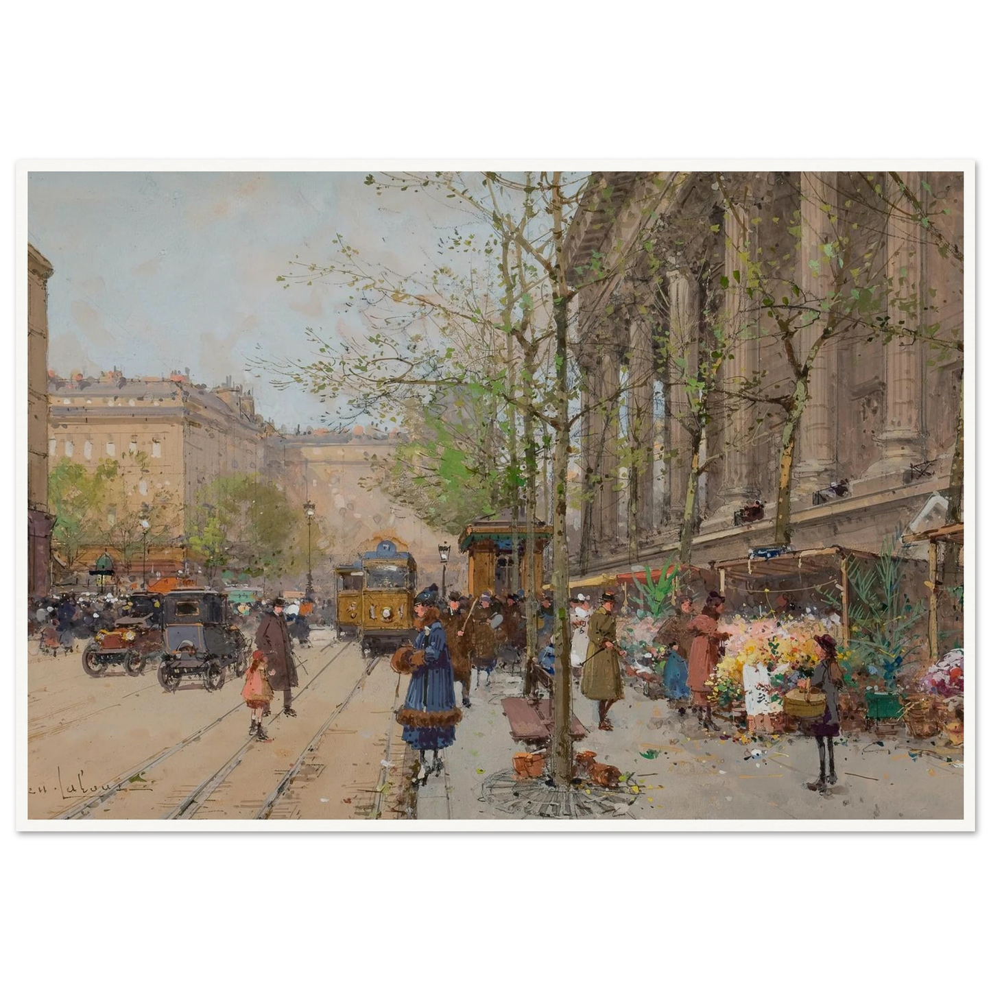 Marché aux fleurs Place de la Madeleine Art Print | Eugene Galien Laloue-Quipham Collections
