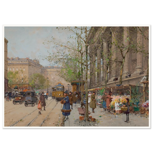 Marché aux fleurs Place de la Madeleine Art Print | Eugene Galien Laloue-Quipham Collections