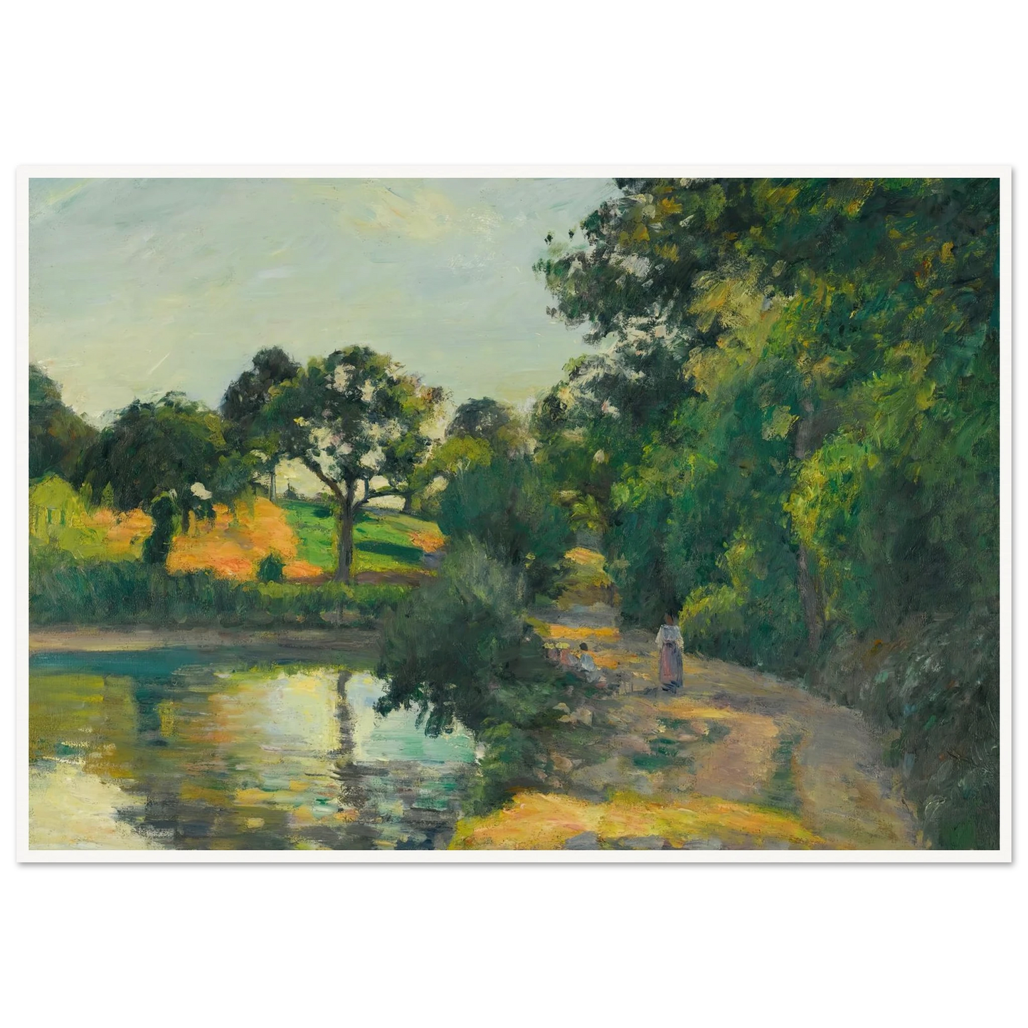 L’étang Au Soleil Couchant, Montfoucault (1874) Art Print | Camille Pissarro-Quipham Collections