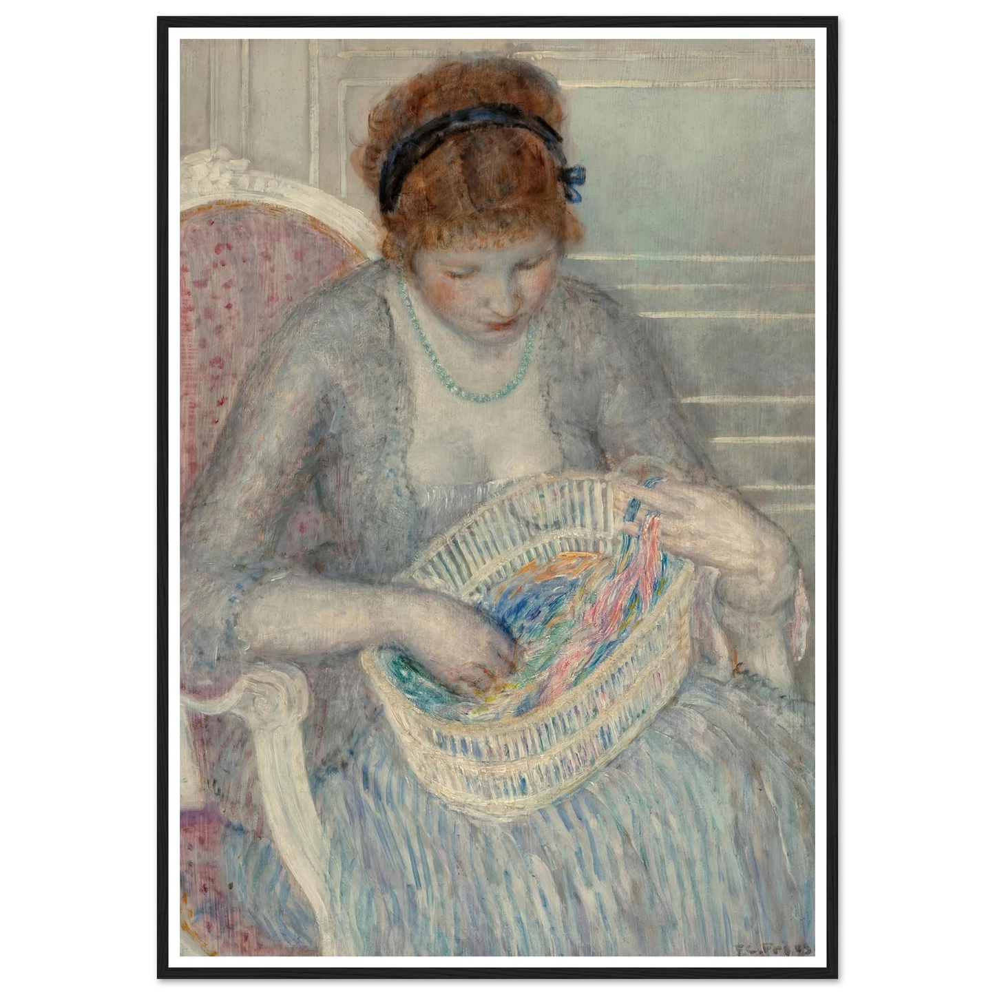 Girl with a Basket of Ribbons (1915) Art Print | Frederick Carl Frieseke-Quipham Collections