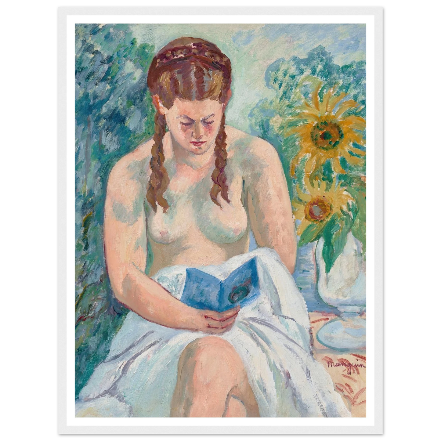 Geneviève Sauty nue lisant (1945) Art Print | Henri Manguin-Quipham Collections