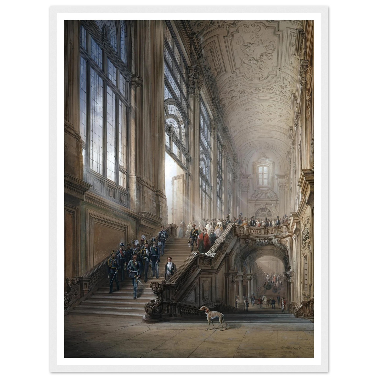 King Victor Emanuel II and Camillo Cavour at the opening of the’ Senato Subalpino’ (1853) Art Print | Carlo Bossoli-Quipham Collections