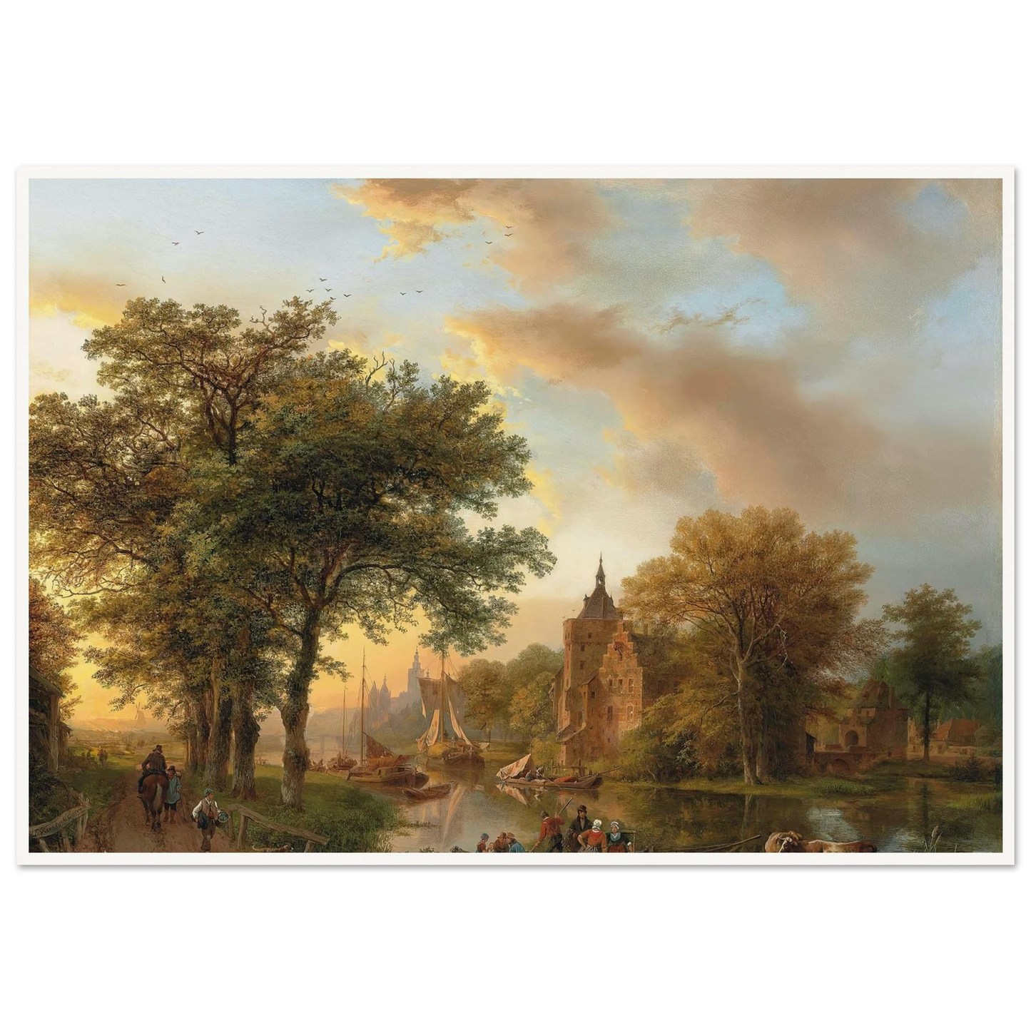 A River Landscape in Holland at Sunset (1852) Art Print | Barend Cornelis Koekkoek-Quipham Collections