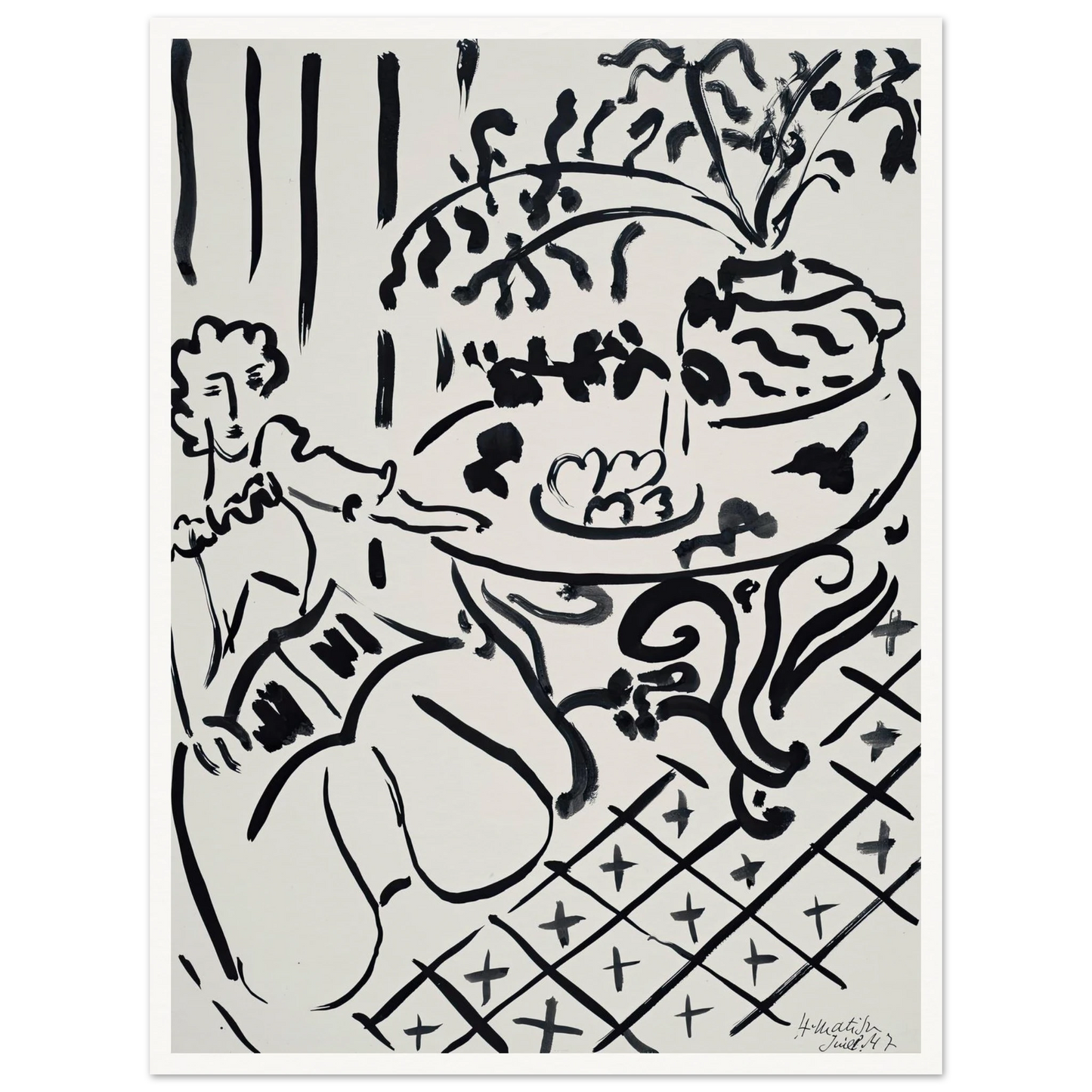 Fille assise à table (1947) Art Print | Henri Matisse-Quipham Collections