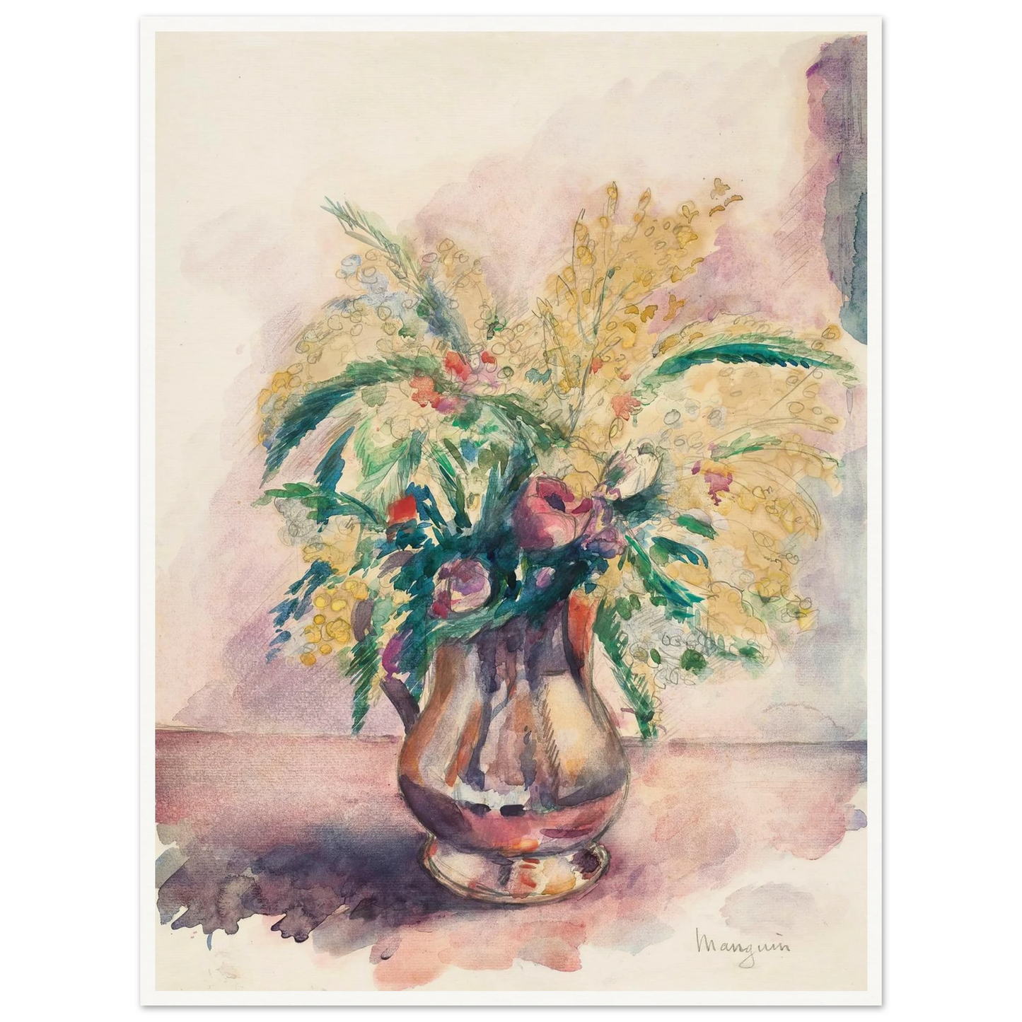 Anémones et mimosas (1943) Art Print | Henri Manguin-Quipham Collections