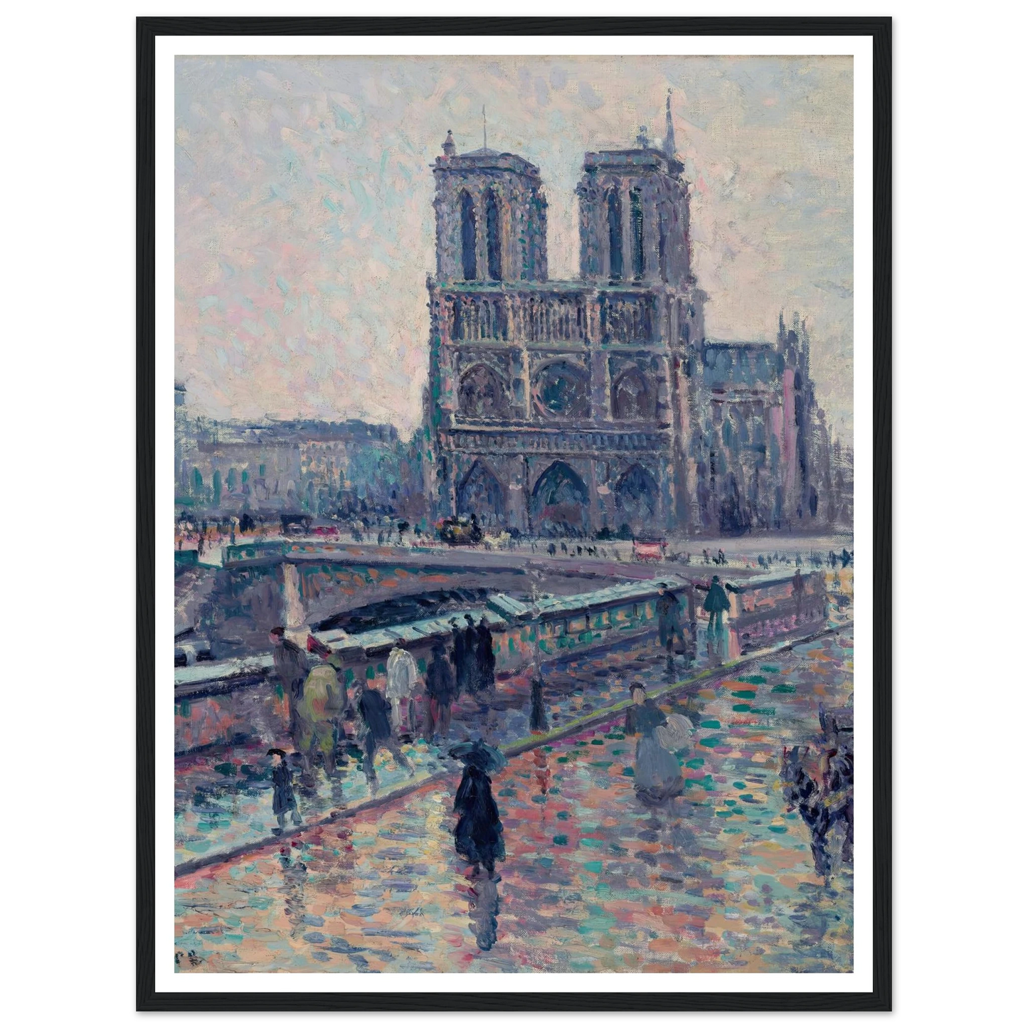 Bords de la Seine avec Notre-Dame sous la pluie (1900) Art Print | Maximilien Luce-Quipham Collections