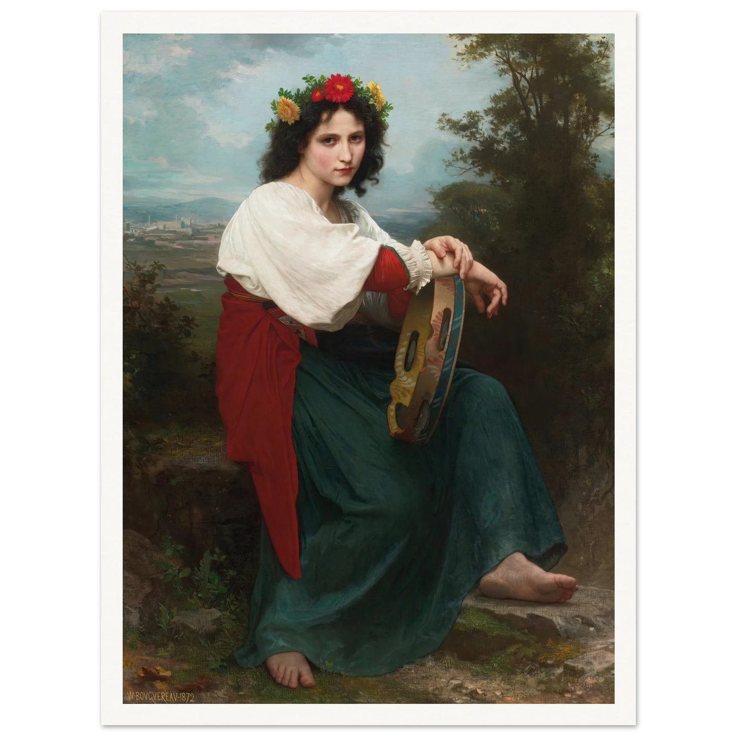 L’Italienne au Tambour de Basque (1872) Art Print | William Bouguereau-Quipham Collections