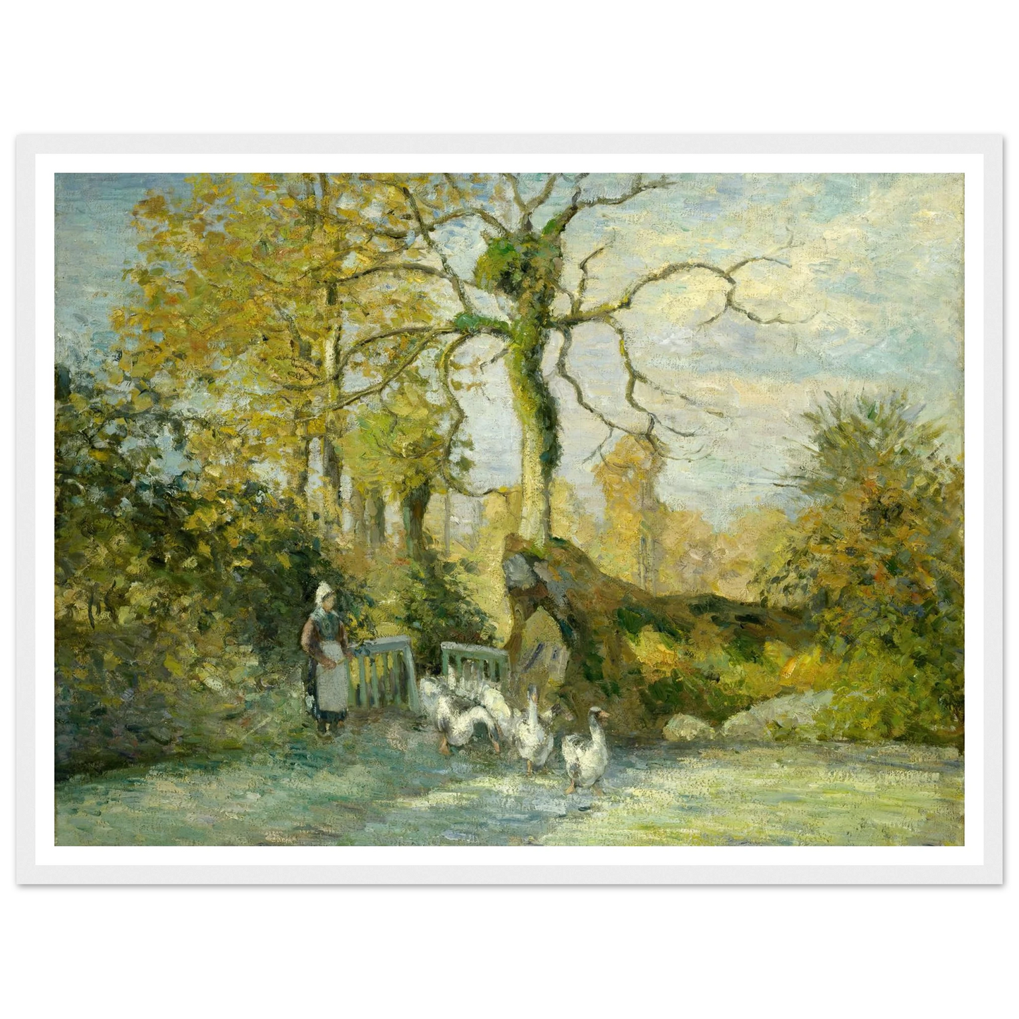 The Goose Girl at Montfoucault (White Frost) (1875) Art Print | Camille Pissarro-Quipham Collections